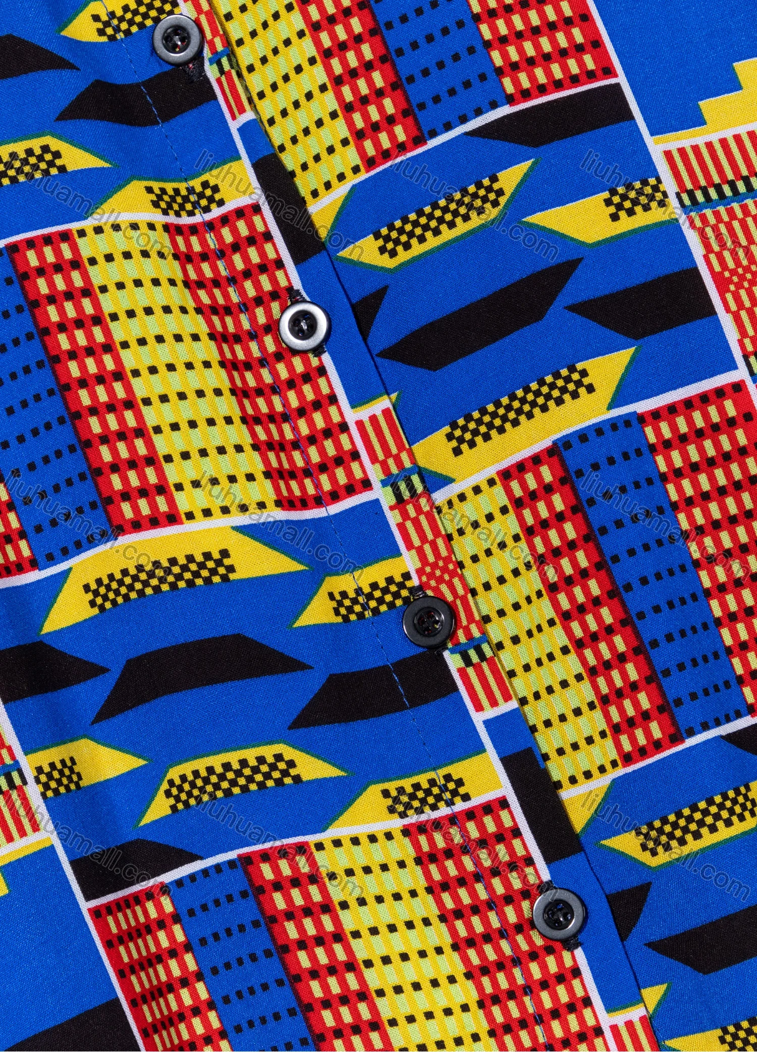 Wholesale Women's Plus Size Fashion Long Sleeve Button Down Allover Geo & Patchwork Print Shirt - Liuhuamall