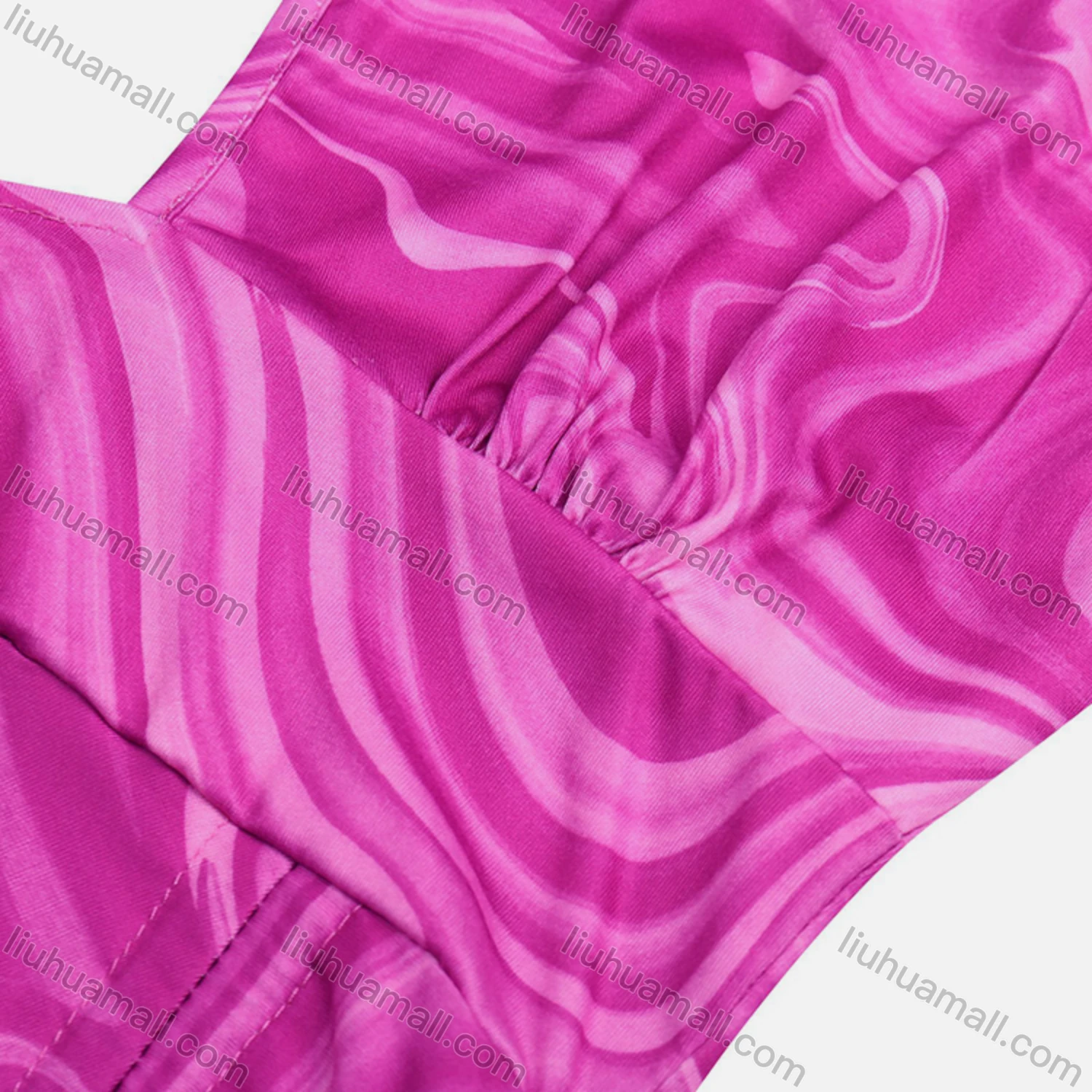 Wholesale Women's Tie Dye Halter Wrap Cut Out Side Drawstring Split Hem Midi Dress - Liuhuamall
