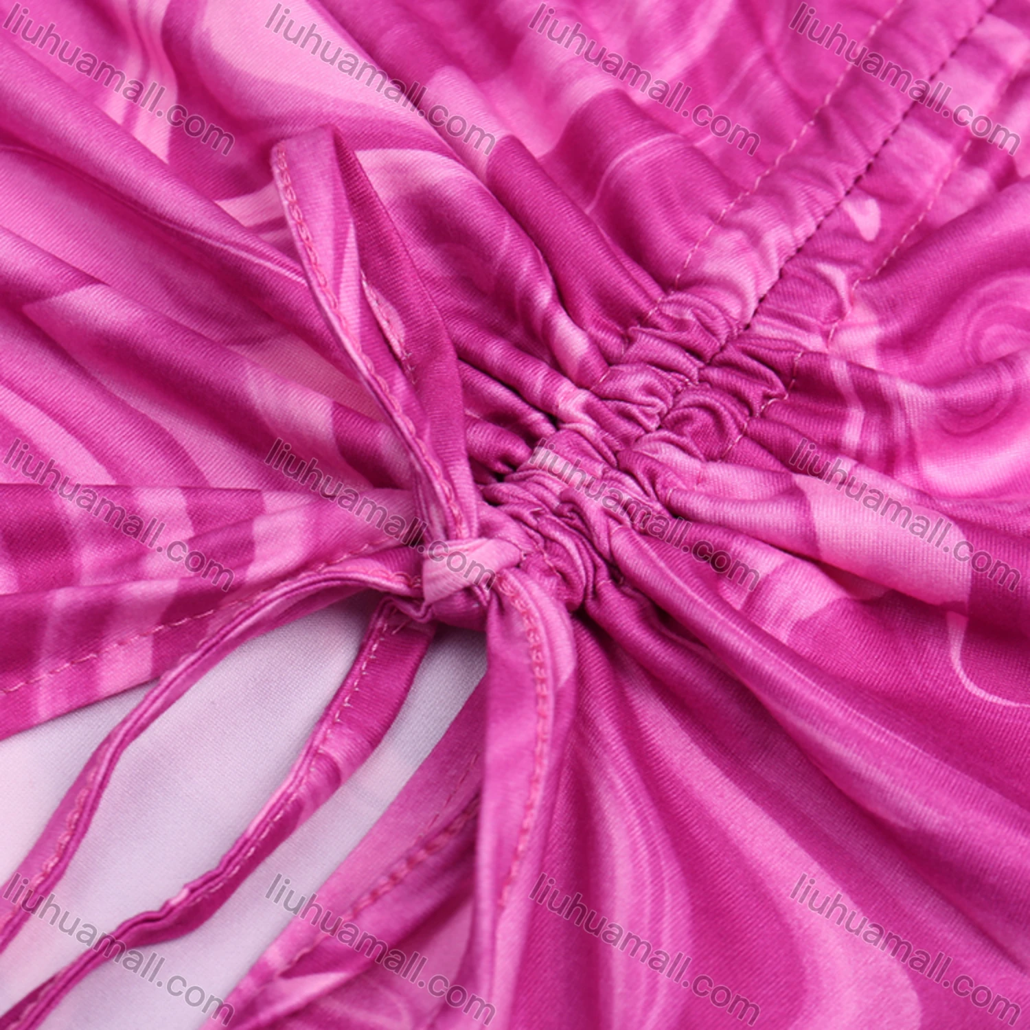 Wholesale Women's Tie Dye Halter Wrap Cut Out Side Drawstring Split Hem Midi Dress - Liuhuamall