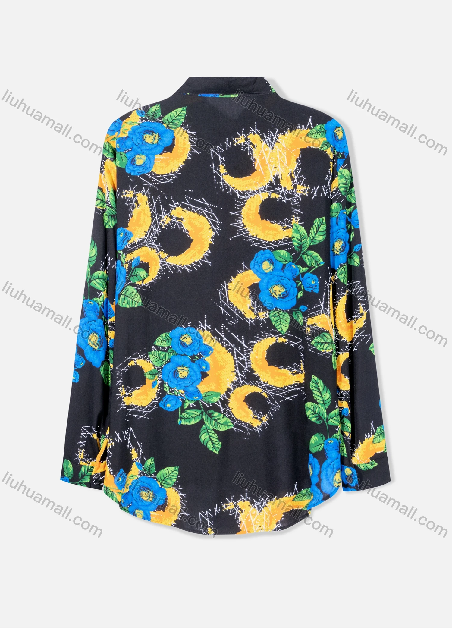 Wholesale Women's Plus Size Fashion Long Sleeve Button Down Floral Print Shirt - Liuhuamall