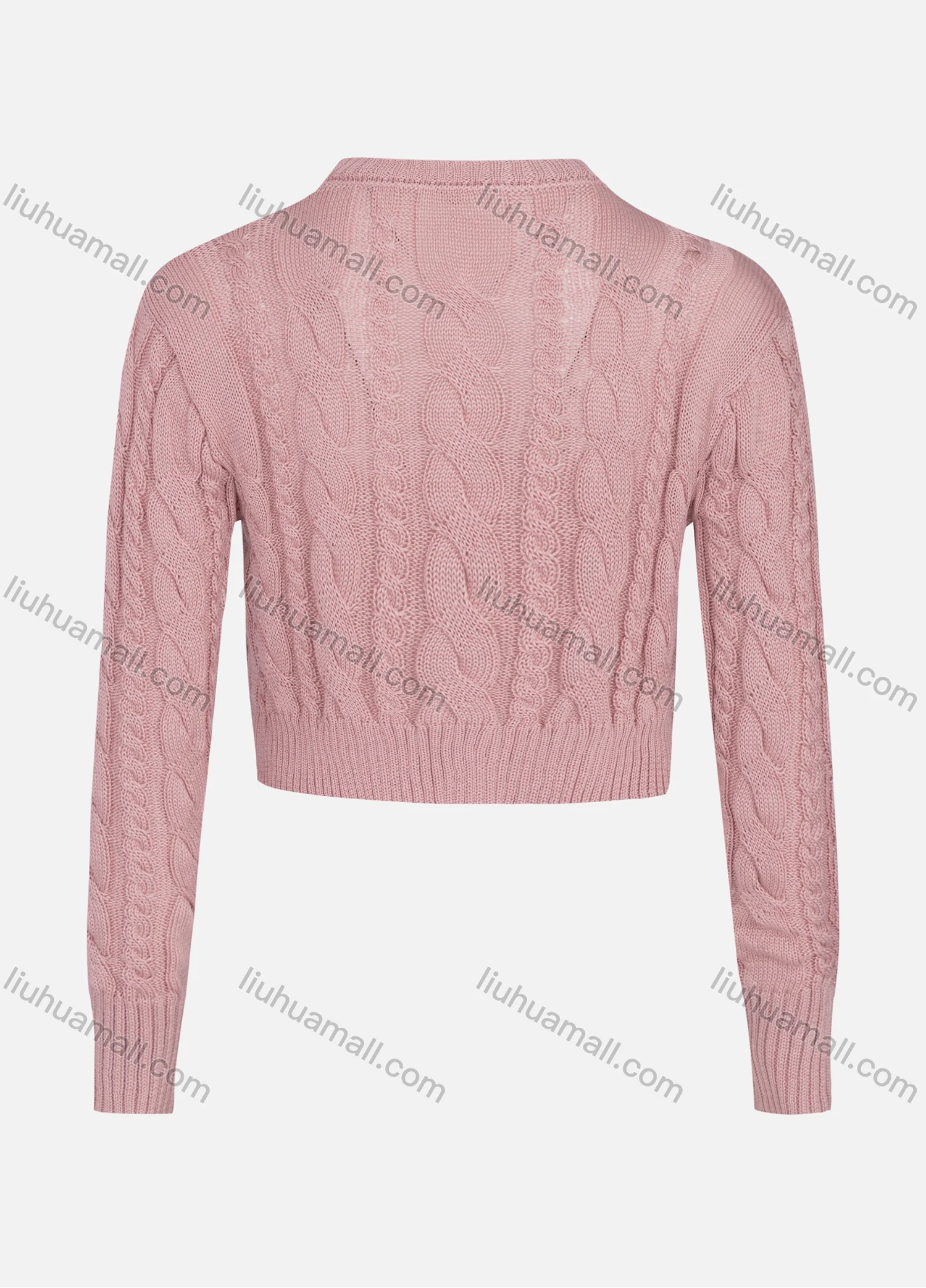 Wholesale Women's Casual Mock Neck Long Sleeve Cable Knit Pullover Crop Sweater 2292# - Liuhuamall