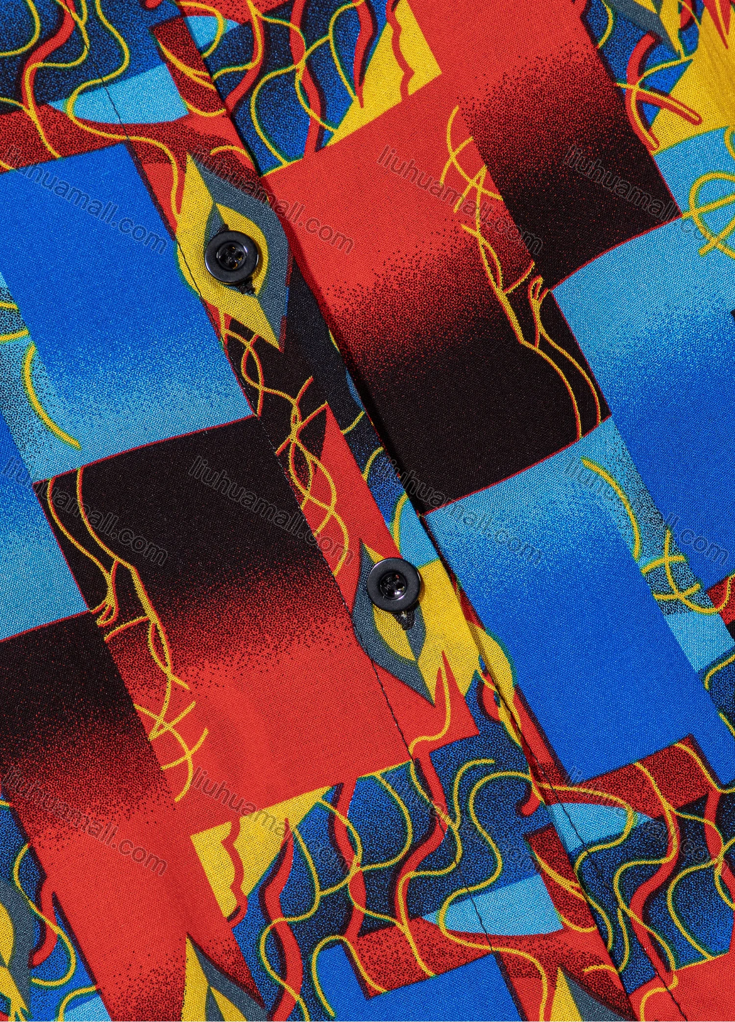 Wholesale Women's Plus Size Fashion Long Sleeve Button Down Abstract Splicing Print Shirt - Liuhuamall