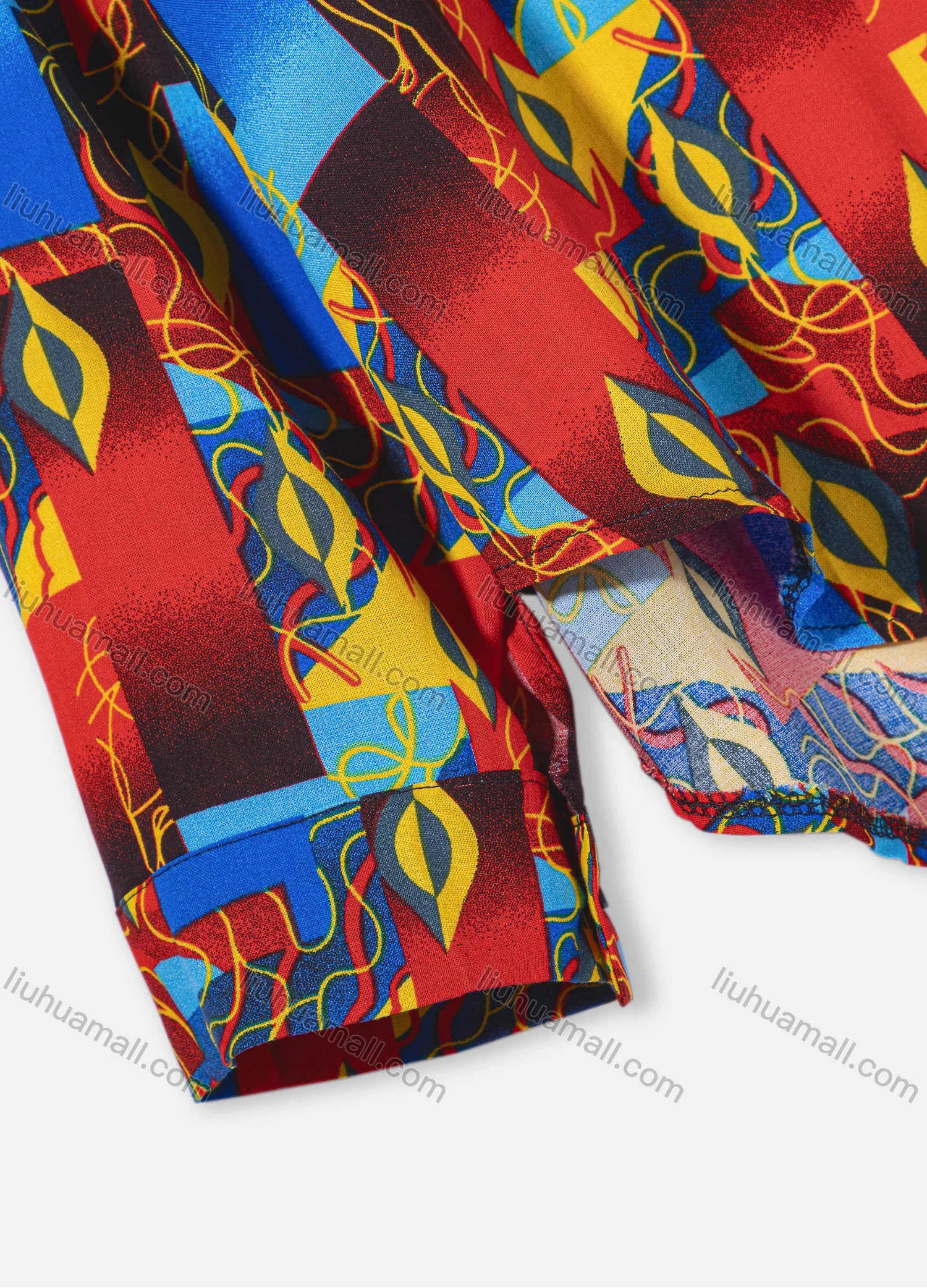 Wholesale Women's Plus Size Fashion Long Sleeve Button Down Abstract Splicing Print Shirt - Liuhuamall