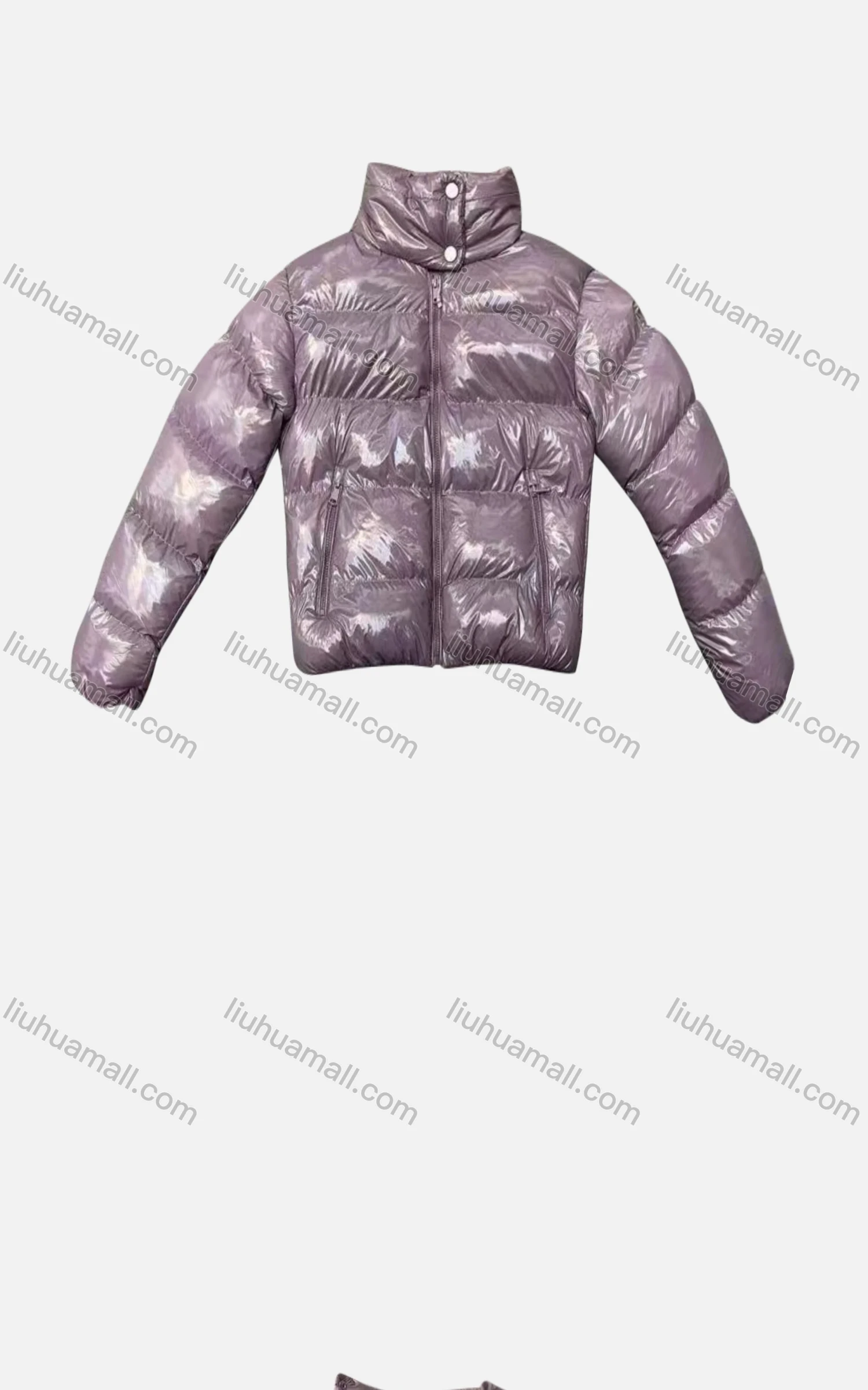 Wholesale Women's Casual Stand Collar Long Sleeve Button Front Zipper Plain Puffer Jacket - Liuhuamall