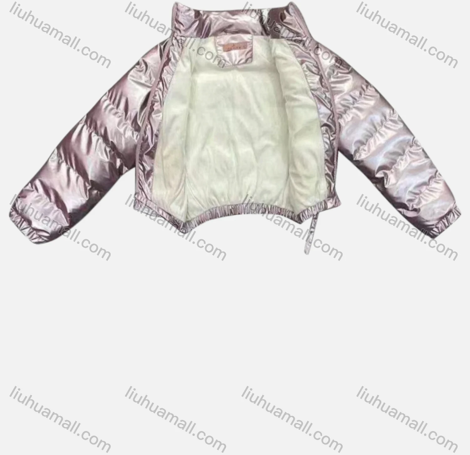 Wholesale Women's Casual Stand Collar Long Sleeve Drawstring Thermal Lined Zipper Plain Puffer Jacket - Liuhuamall