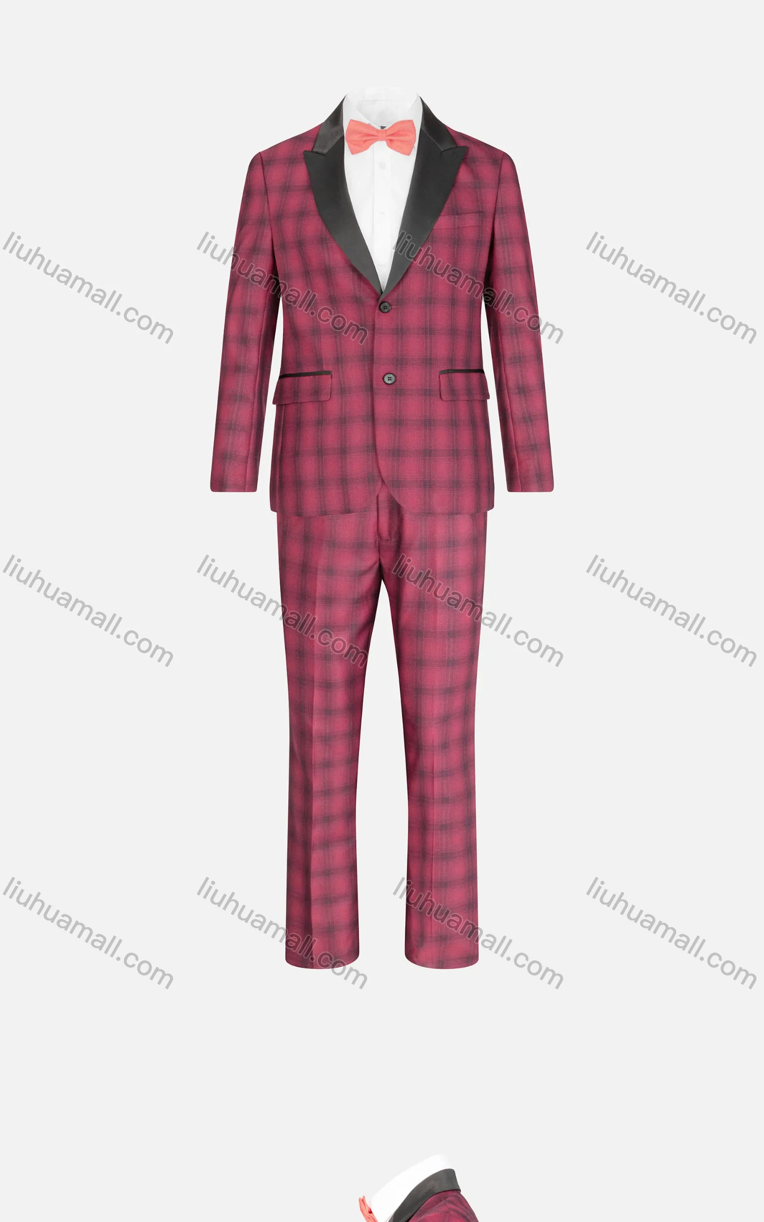Wholesale Men's Fashion Plaid Print Lapel Contrast Single Breasted Pockets Blazer & Pants 2 Piece Suit Sets - Liuhuamall