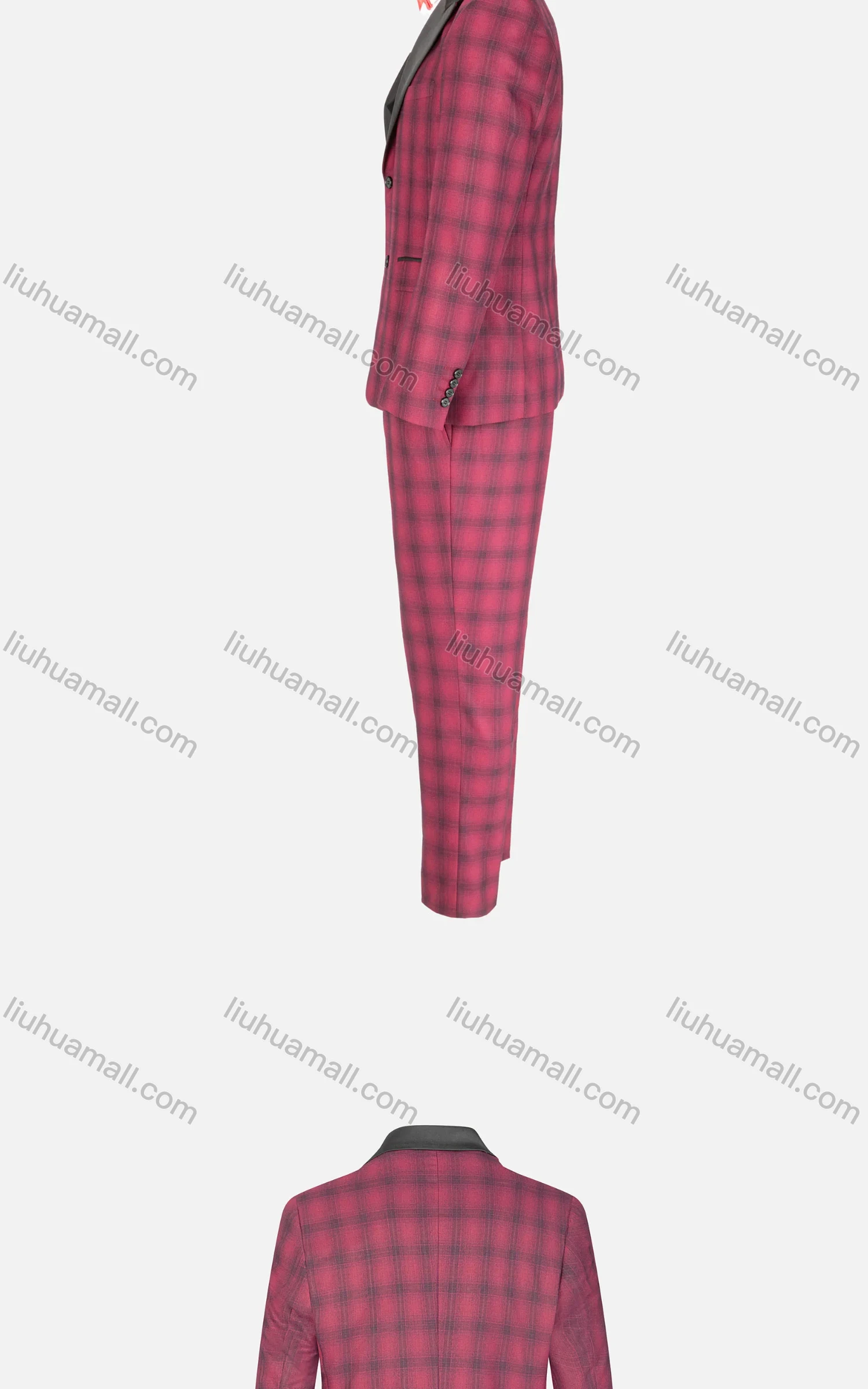 Wholesale Men's Fashion Plaid Print Lapel Contrast Single Breasted Pockets Blazer & Pants 2 Piece Suit Sets - Liuhuamall