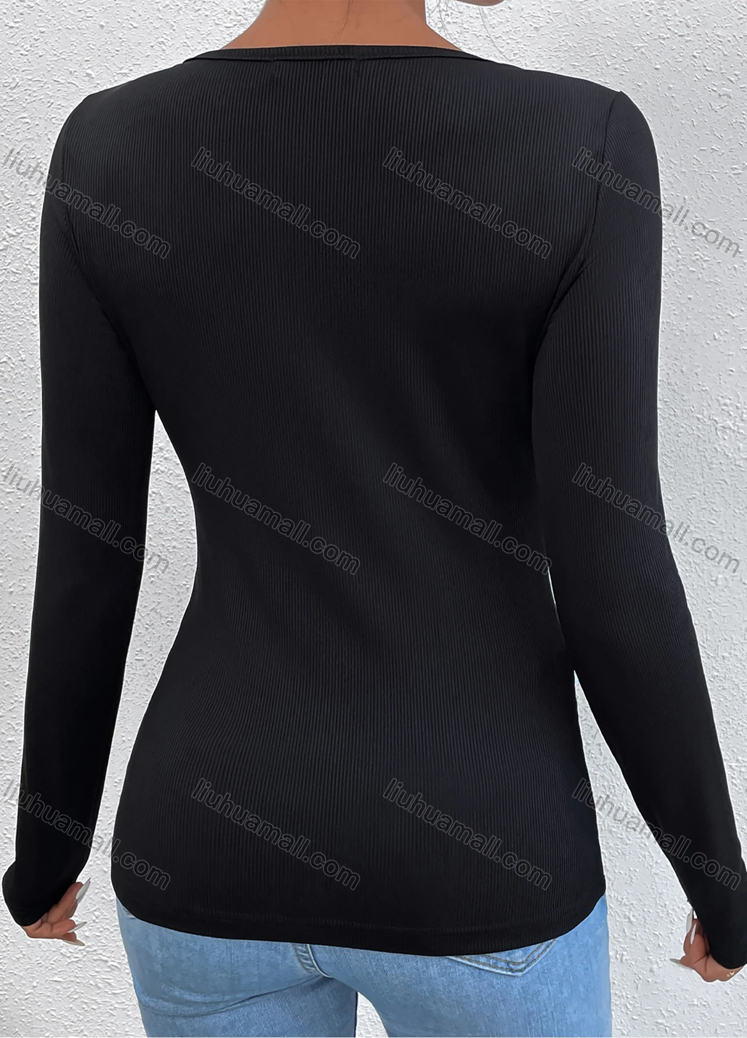 Wholesale Women's Round Neck Long Sleeve Slim Fit Embroidery Lace Plain Knit Top LQ-X2620X# - Liuhuamall