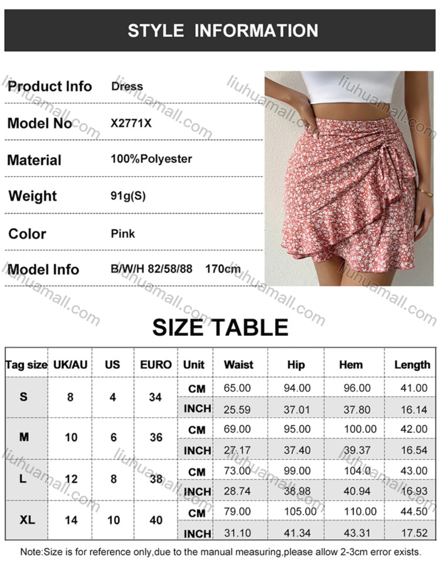 Wholesale Women's High Waist Ruffle Trim Wrap Floral Print Short Skirt X2711L# - Liuhuamall