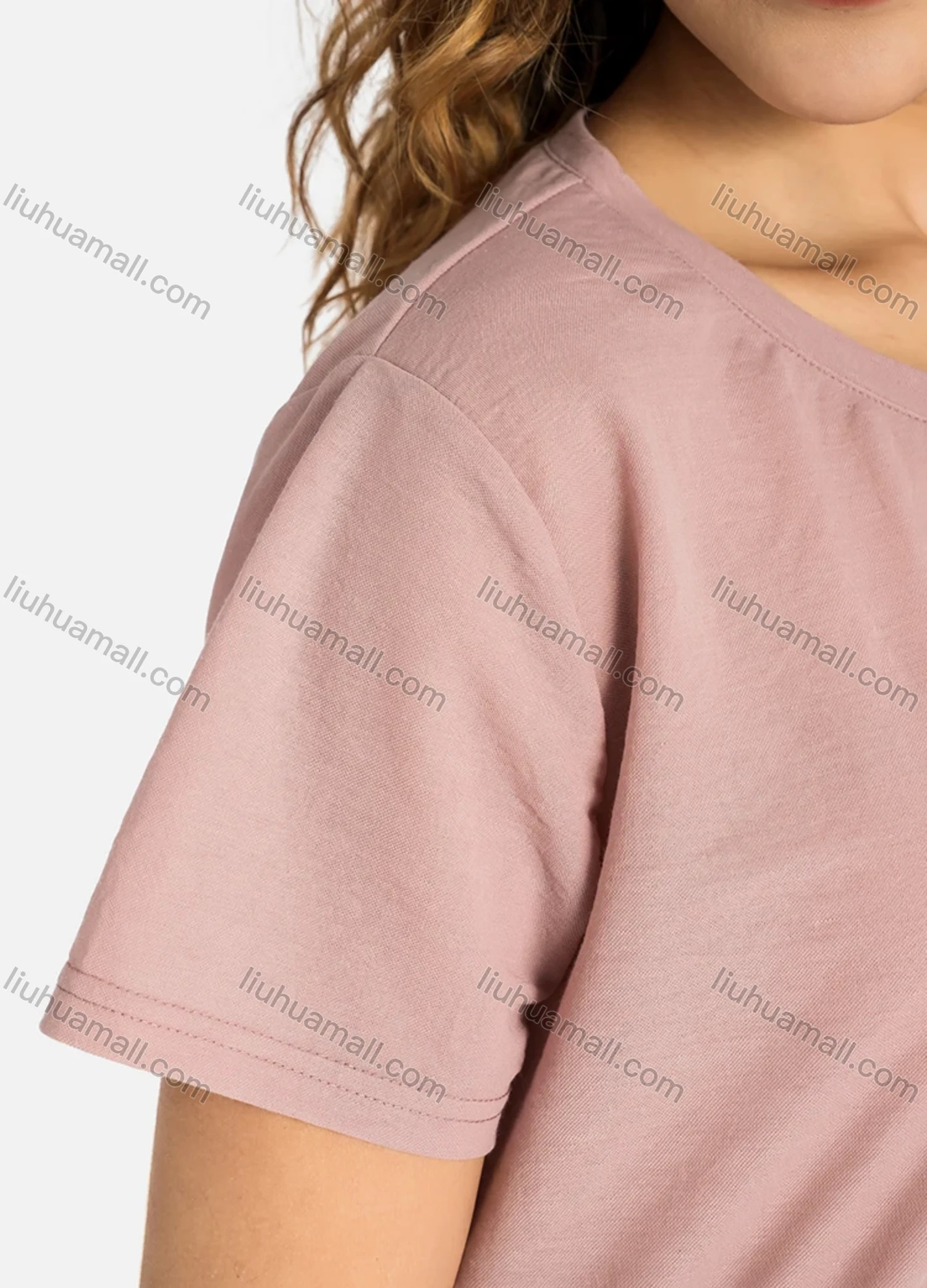 Wholesale Women's Casual Plain Pearl Decor Ruffle Hem Short Sleeve Blouse - Liuhuamall