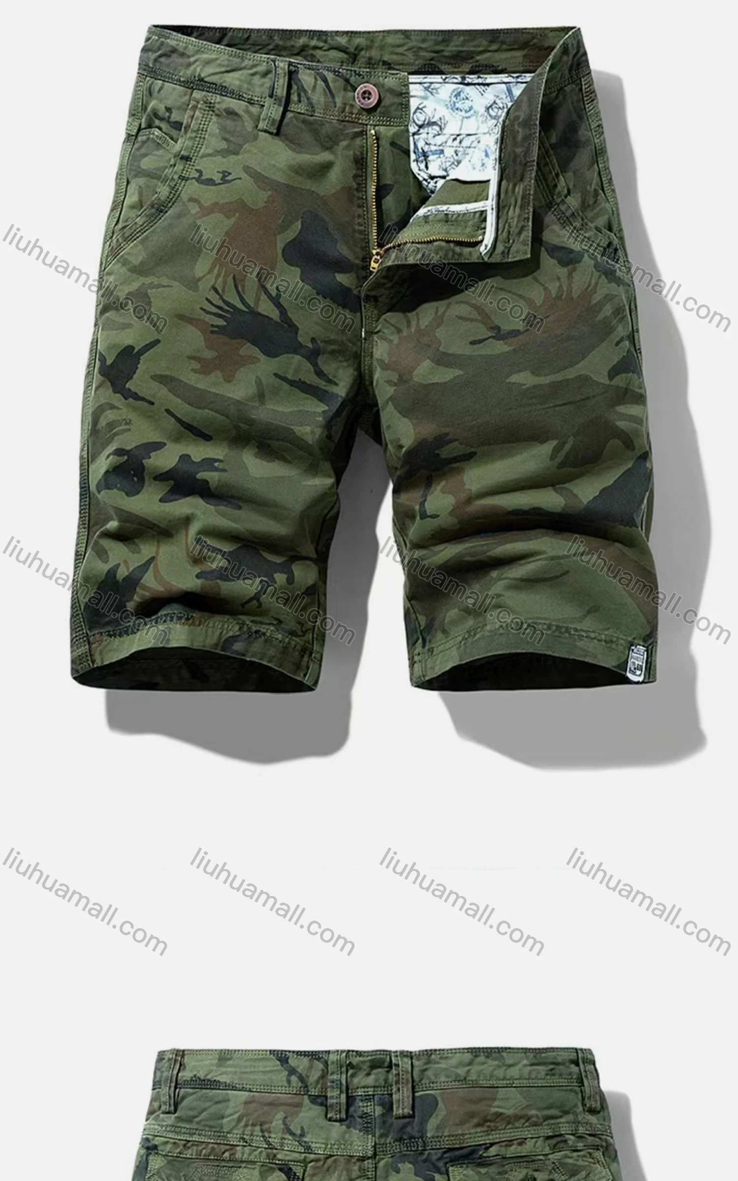 Wholesale Men's Casual Pockets Zipper Fly Camouflage Short Cargo Pant - Liuhuamall
