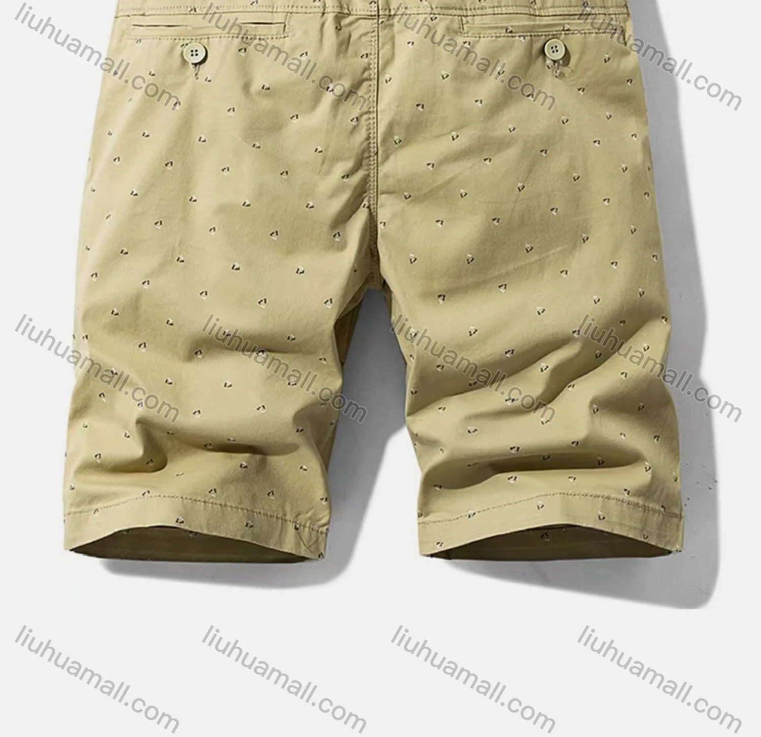 Wholesale Men's Casual Pockets Zipper Fly Allover Print Short Cargo Pant With Belt - Liuhuamall