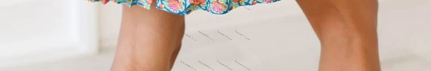 Wholesale Women's Casual Vintage Print Wrap V Neck Ruffle Sleeve Tie Side Short Dress - Liuhuamall