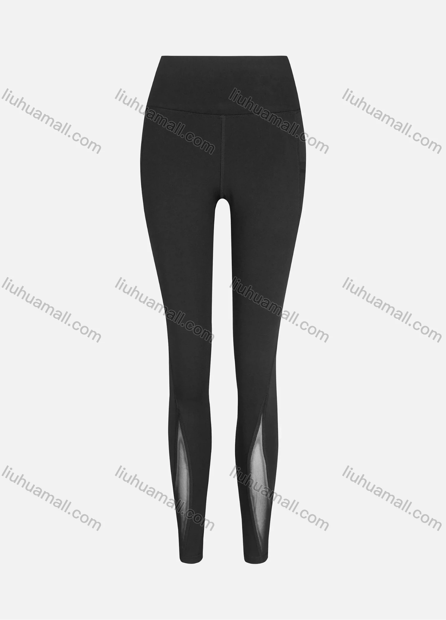 Wholesale Women's Sporty High Waist Sheer Mesh Plain Legging - Liuhuamall