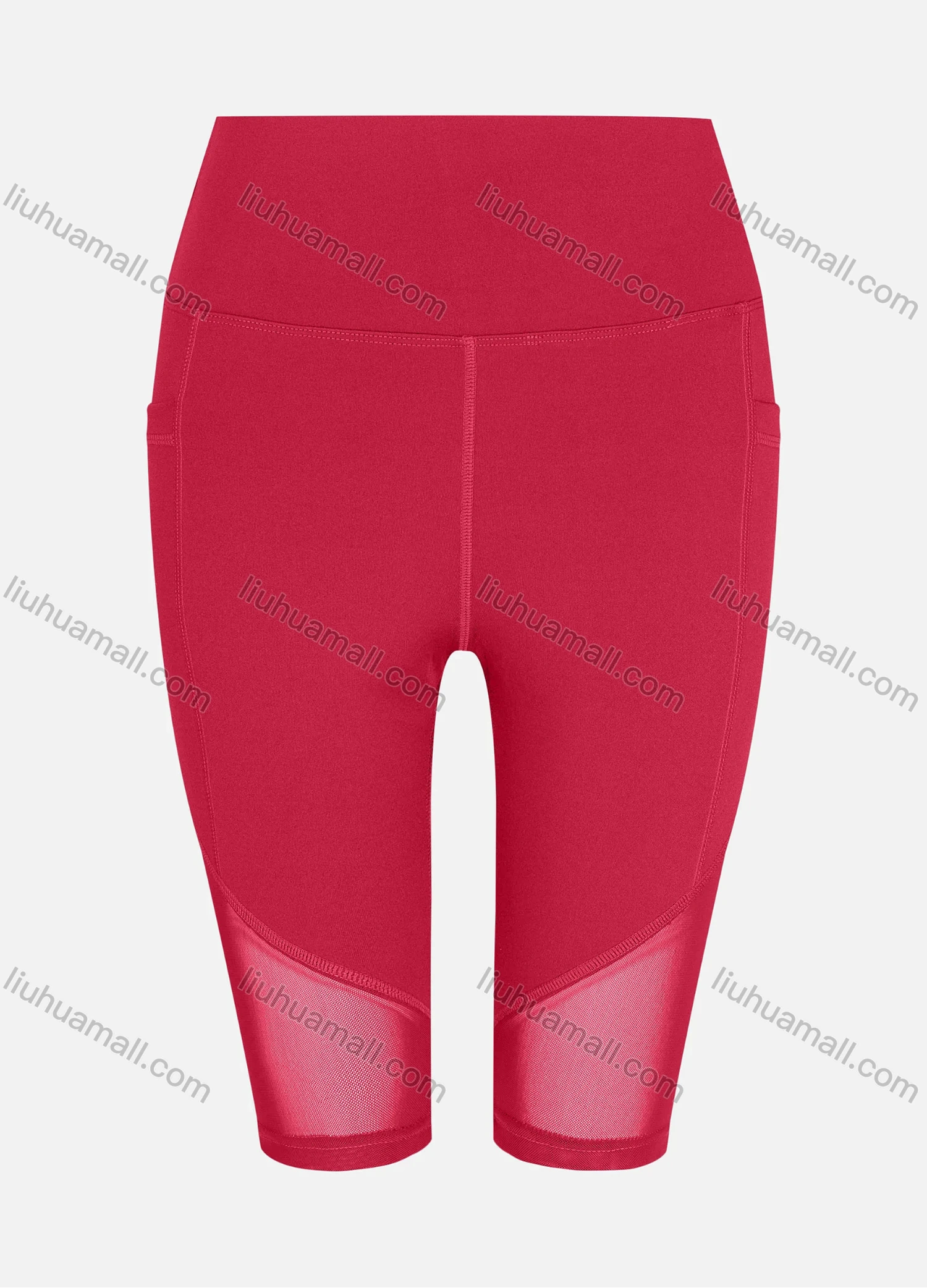 Wholesale Women's Sporty High Waist Sheer Mesh Plain Short Legging - Liuhuamall