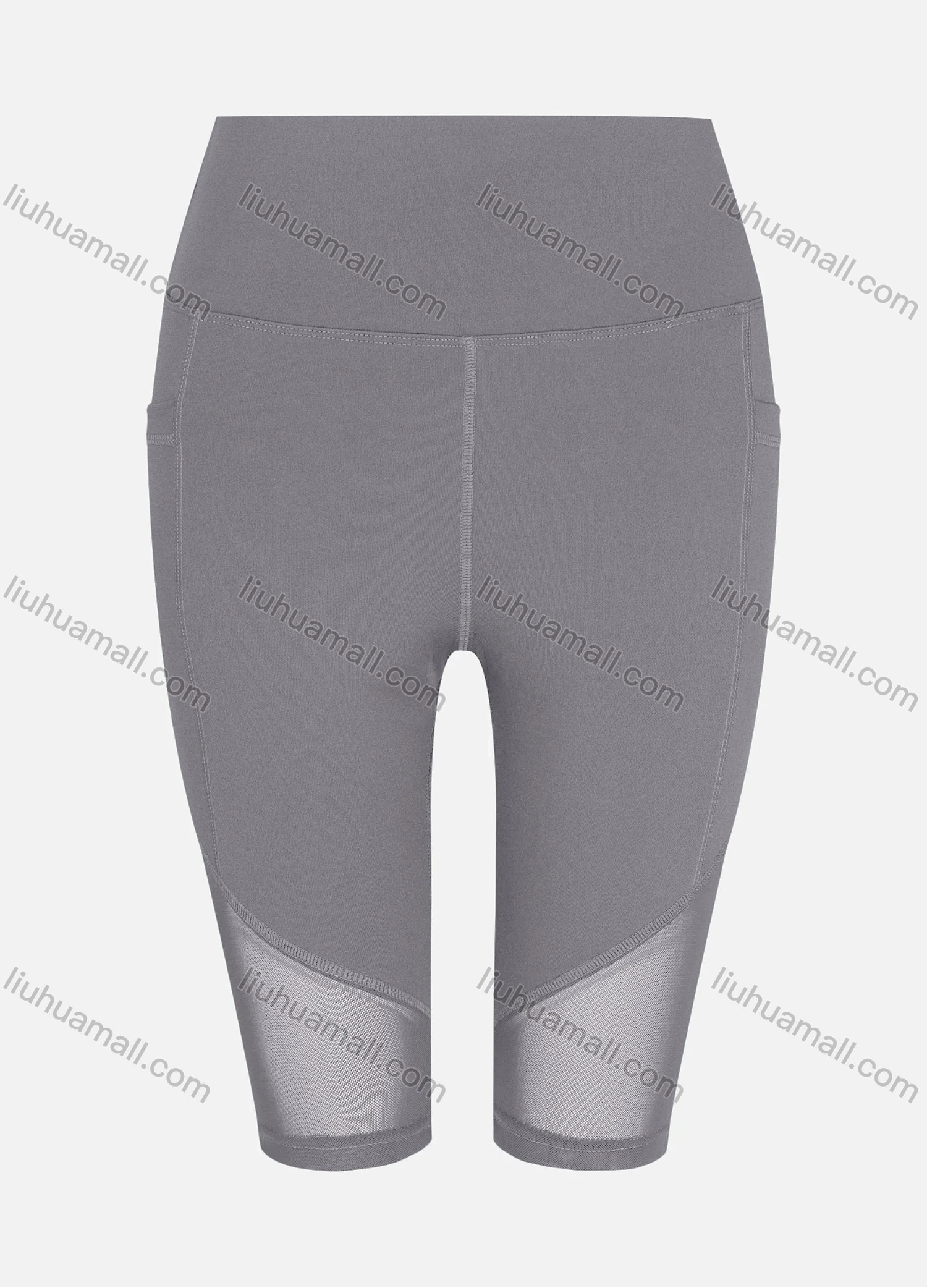 Wholesale Women's Sporty High Waist Sheer Mesh Plain Short Legging - Liuhuamall