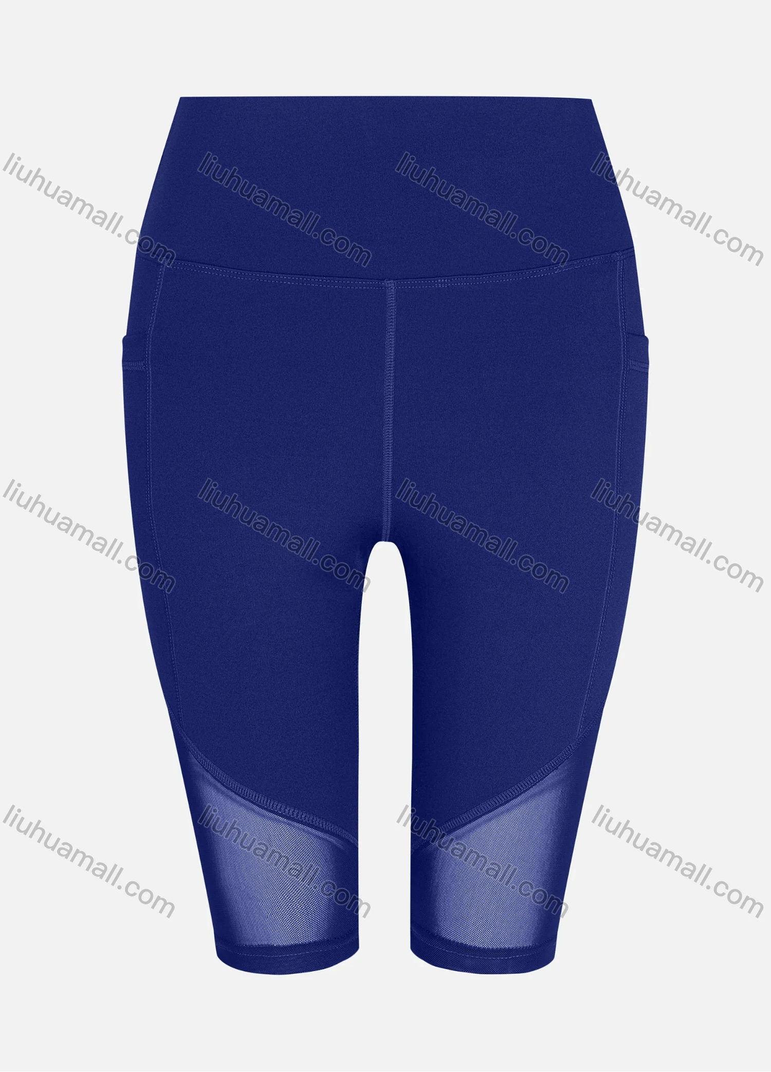 Wholesale Women's Sporty High Waist Sheer Mesh Plain Short Legging - Liuhuamall