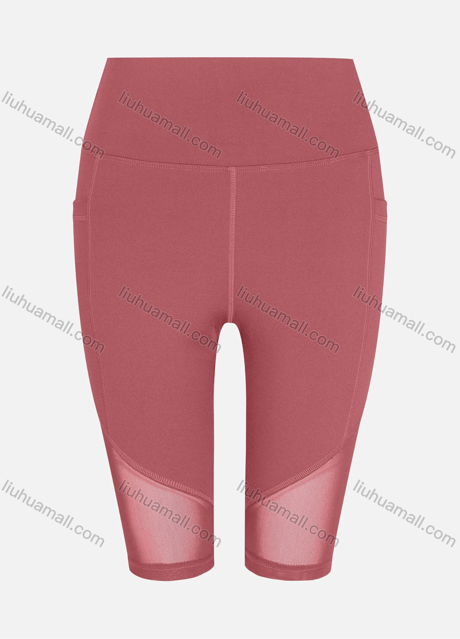 Wholesale Women's Sporty High Waist Sheer Mesh Plain Short Legging - Liuhuamall