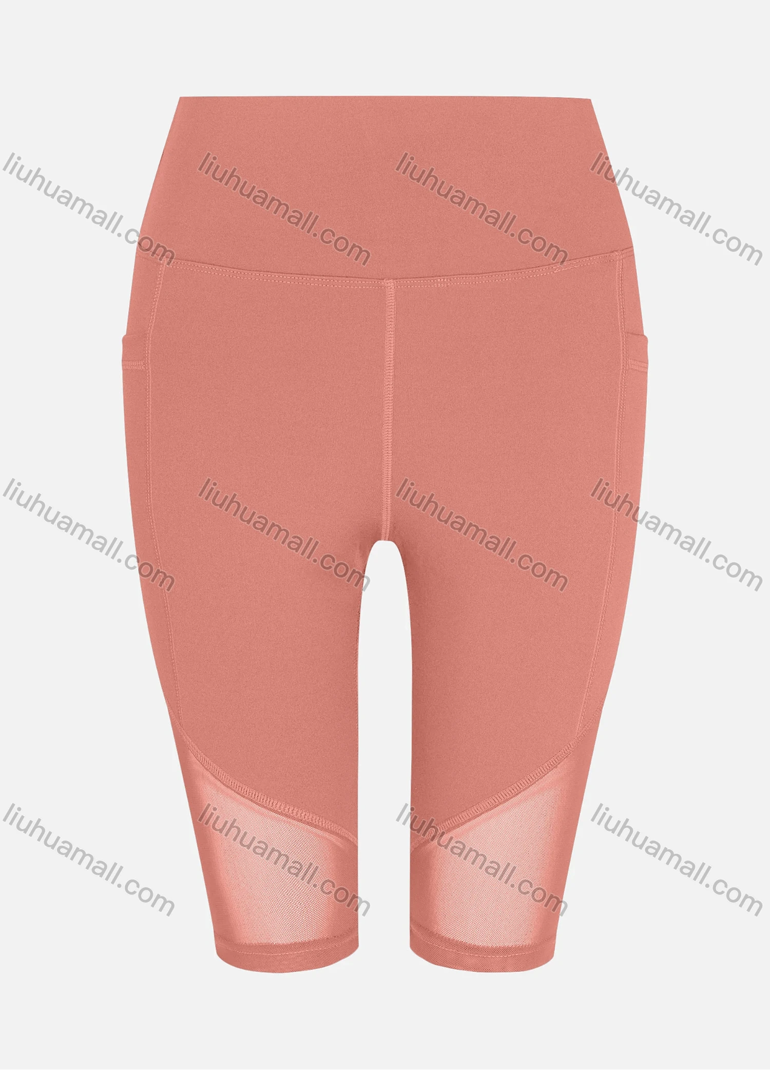 Wholesale Women's Sporty High Waist Sheer Mesh Plain Short Legging - Liuhuamall