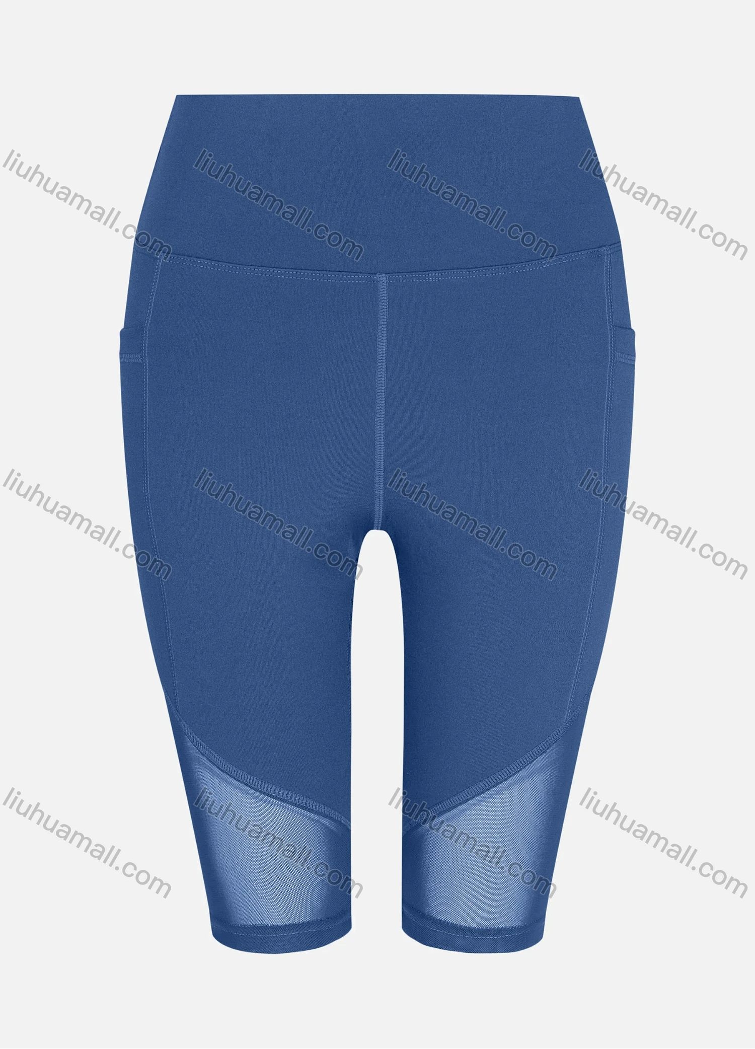 Wholesale Women's Sporty High Waist Sheer Mesh Plain Short Legging - Liuhuamall