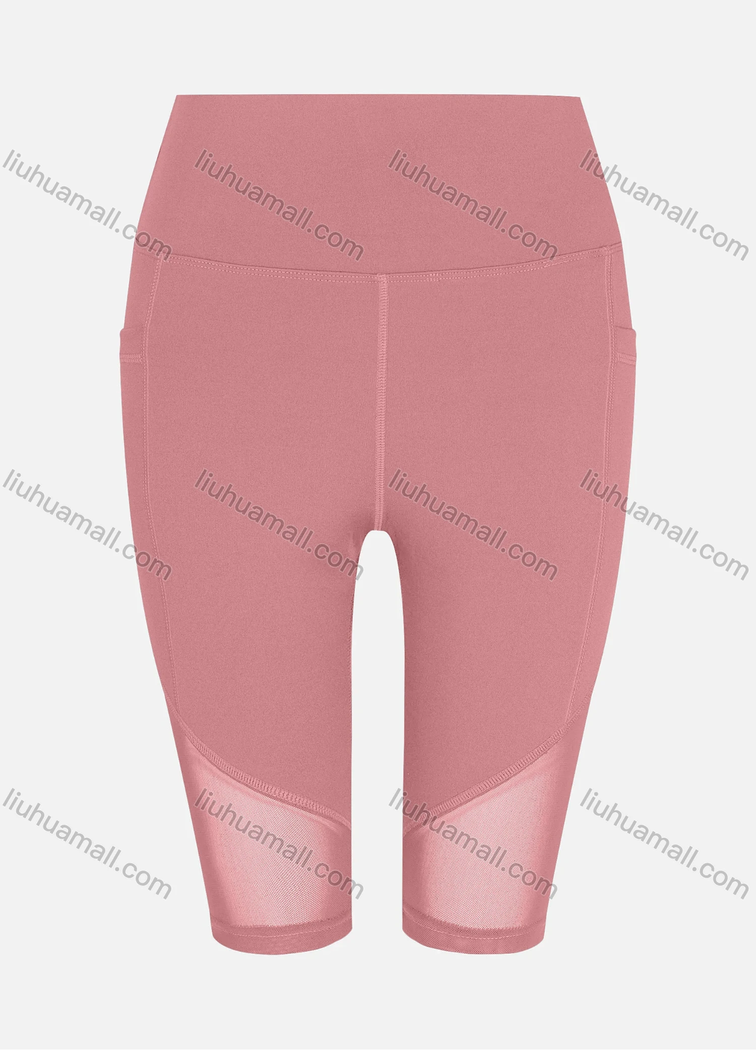 Wholesale Women's Sporty High Waist Sheer Mesh Plain Short Legging - Liuhuamall