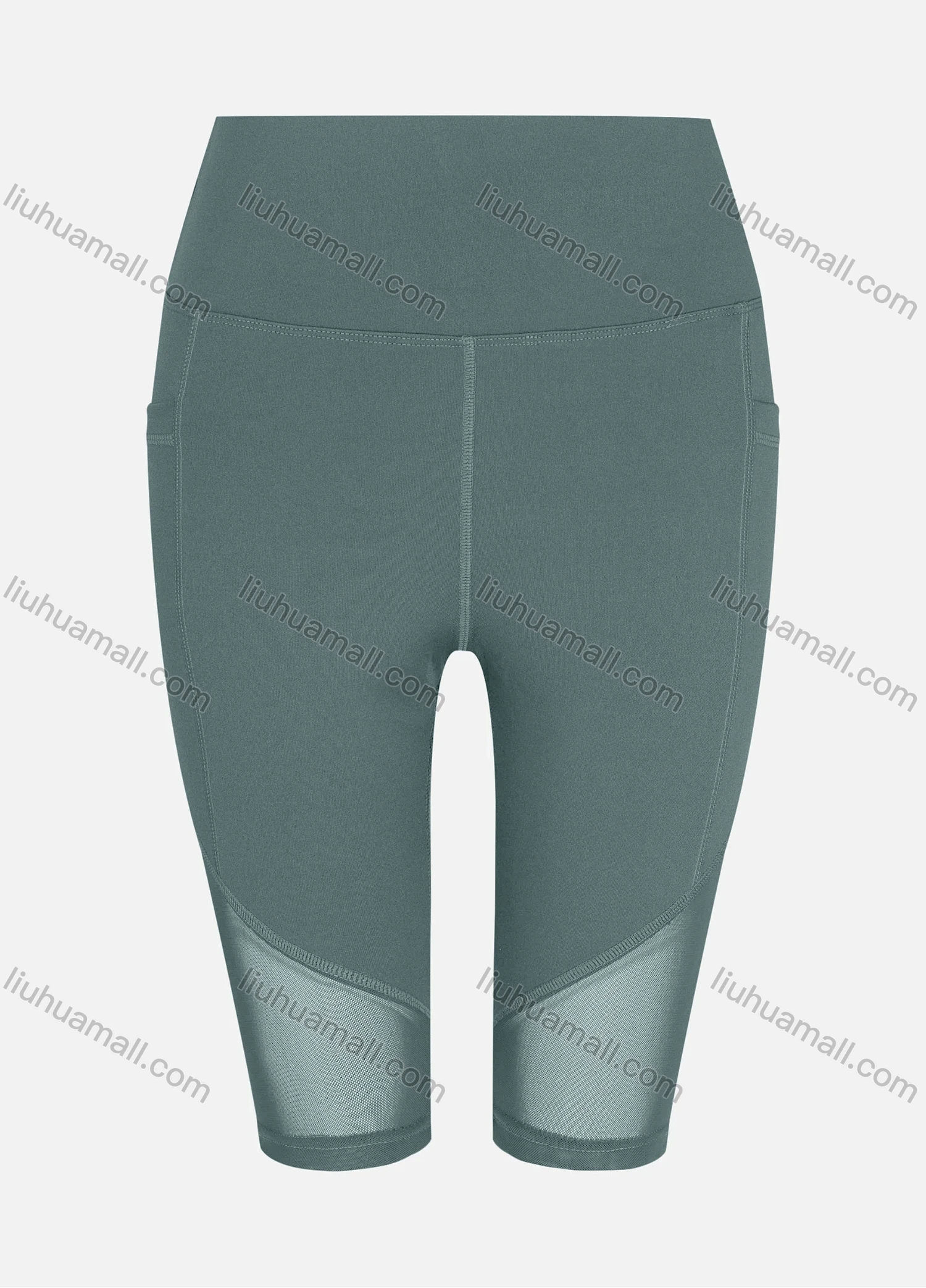 Wholesale Women's Sporty High Waist Sheer Mesh Plain Short Legging - Liuhuamall