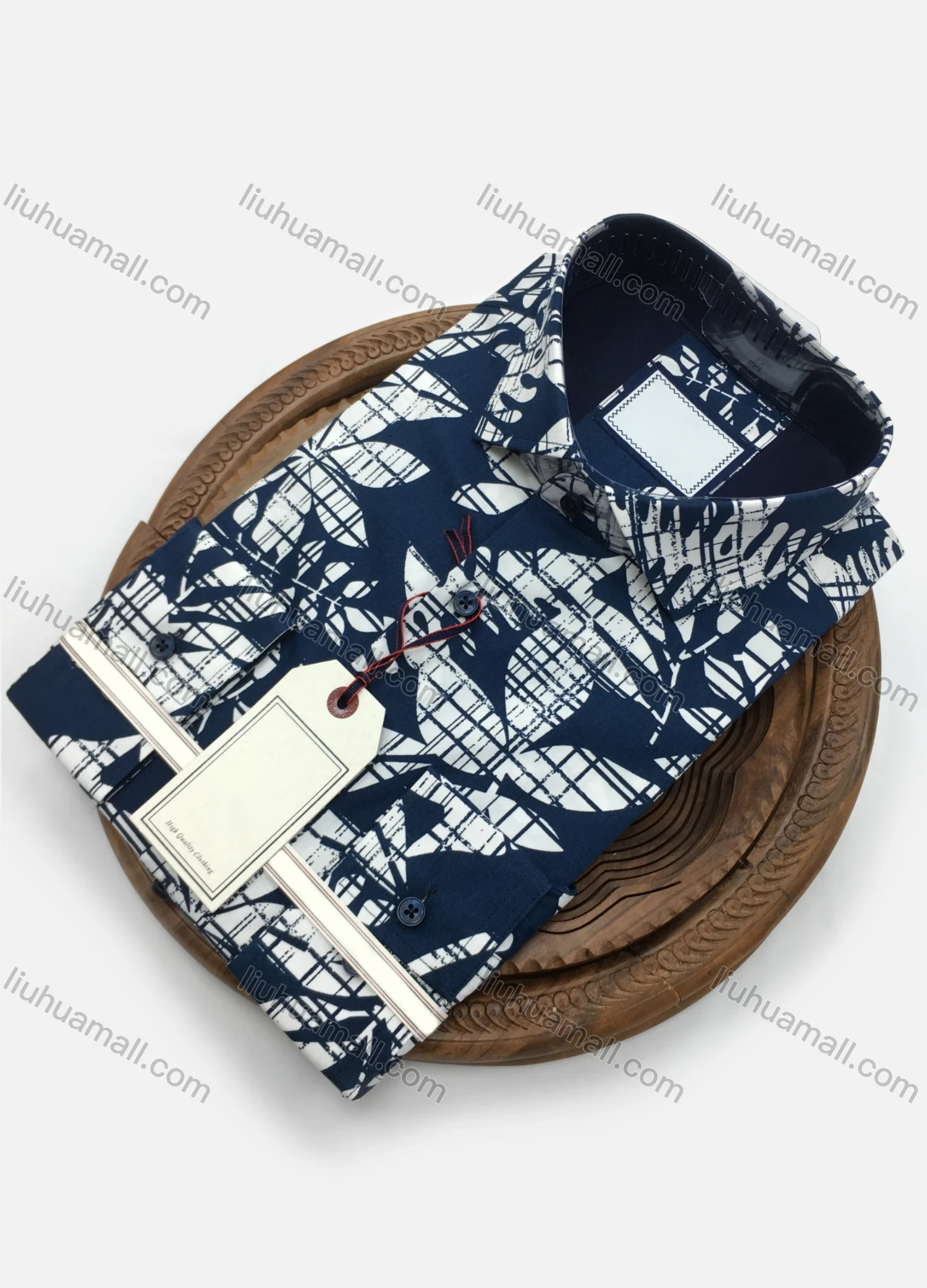 Wholesale Men's Vacation Shirt Collar Long Sleeve Botanical Print Shirt - Liuhuamall