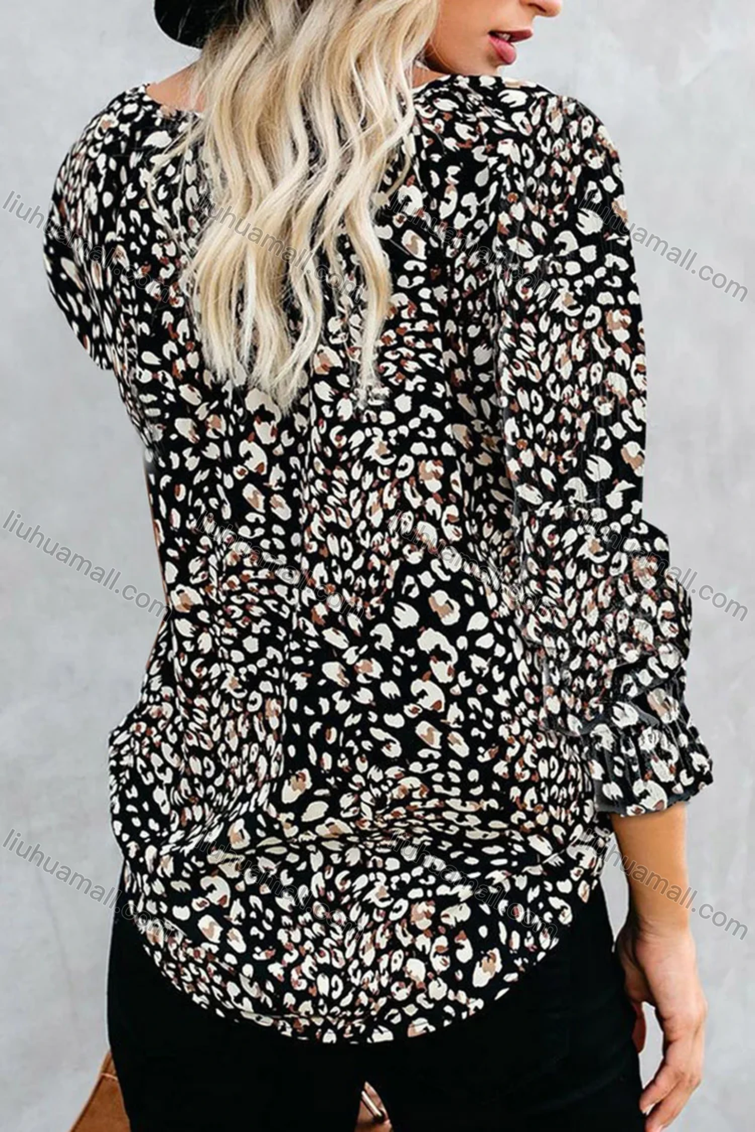 Wholesale Women's Casual Floral Print V Neck Long Sleeve Blouse - Liuhuamall