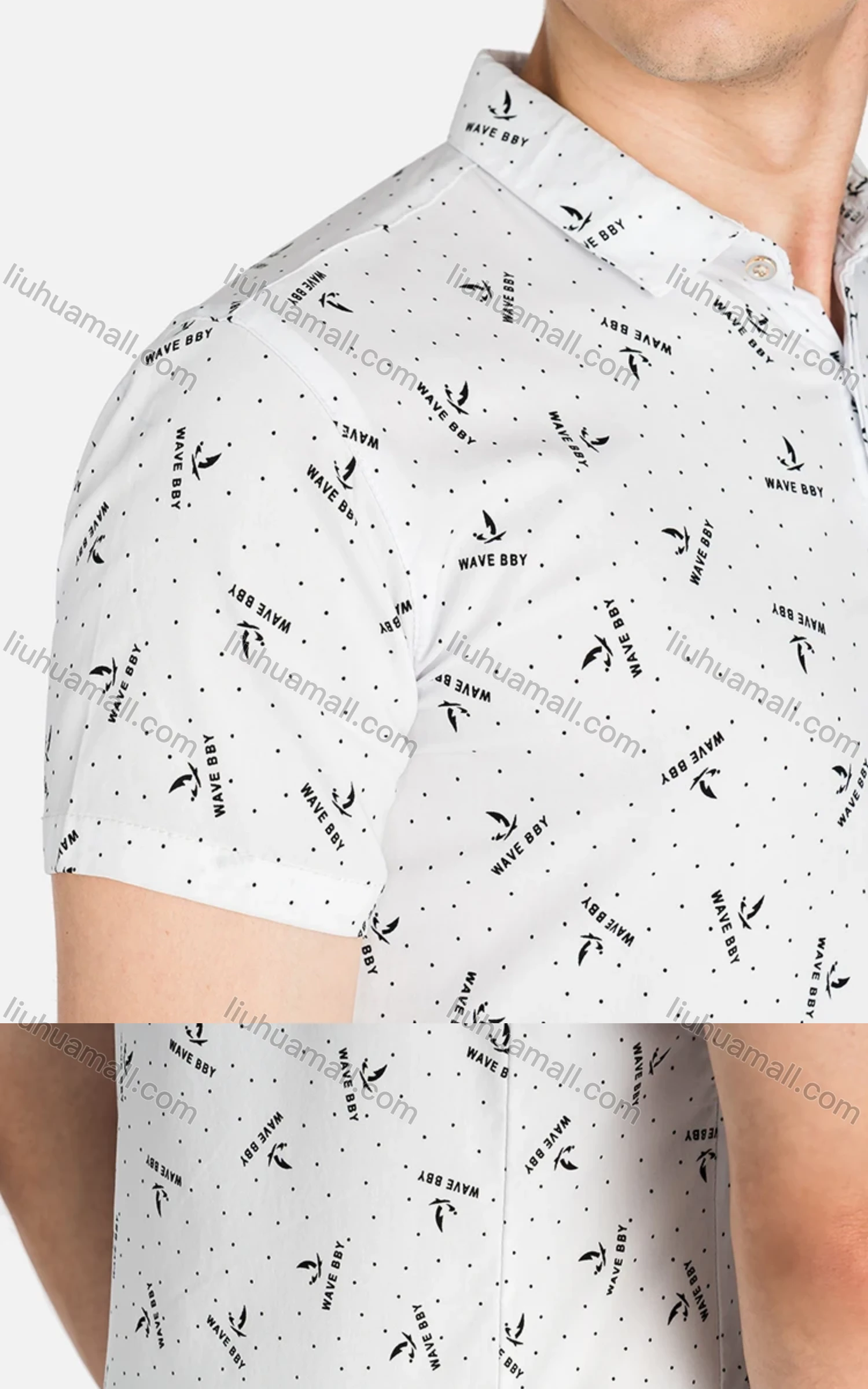 Wholesale Men's Casual Short Sleeve Collared Allover Print Button Down Shirts - Liuhuamall