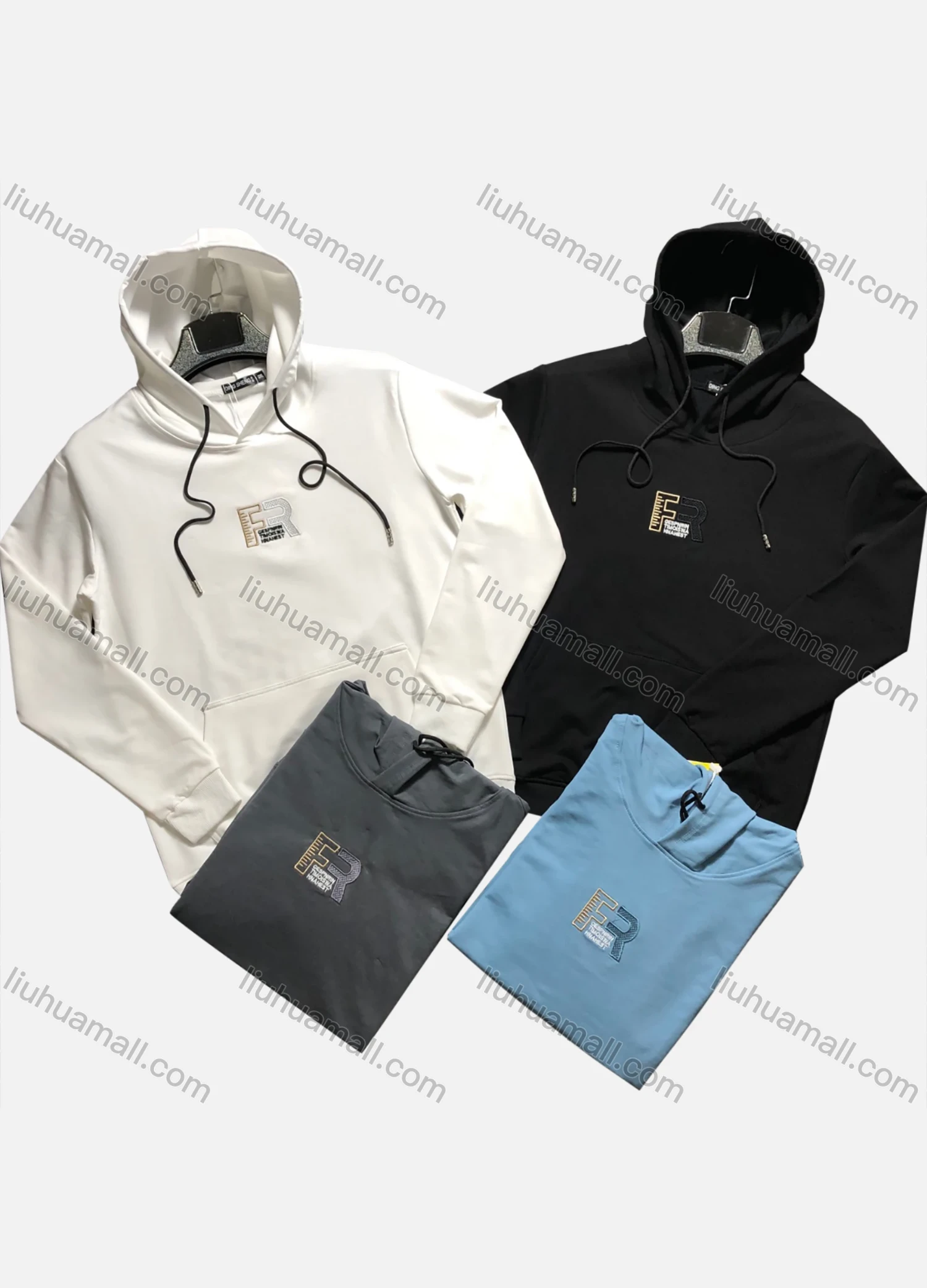 Wholesale Men's Casual Long Sleeve Letter Embroidery Drawstring Kangaroo Pocket Pullover Hoodie 8005# - Liuhuamall