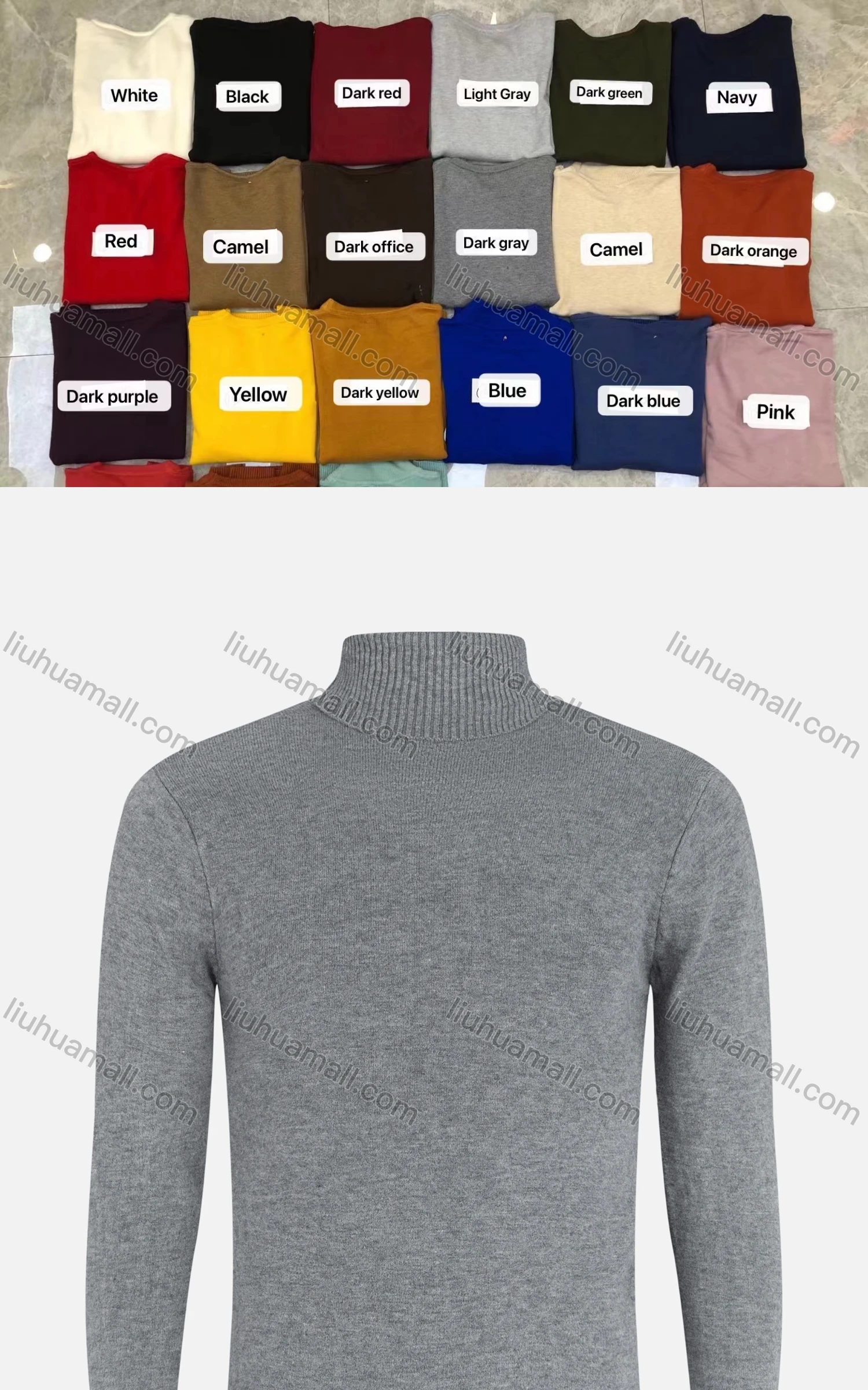 Wholesale Men's Casual Long Sleeve Ribbed Knit High Neck Plain Sweater - Liuhuamall