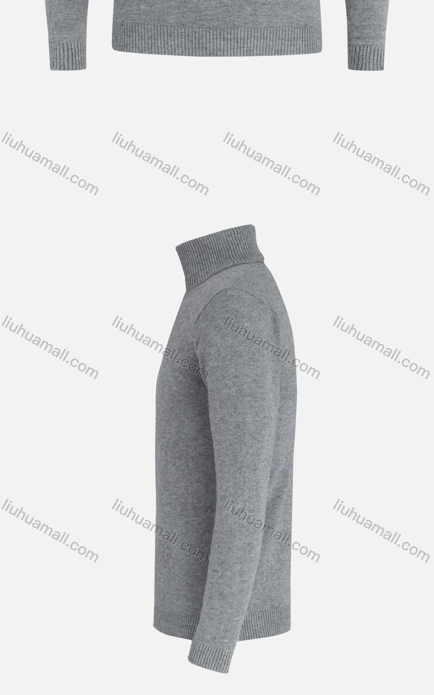 Wholesale Men's Casual Long Sleeve Ribbed Knit High Neck Plain Sweater - Liuhuamall