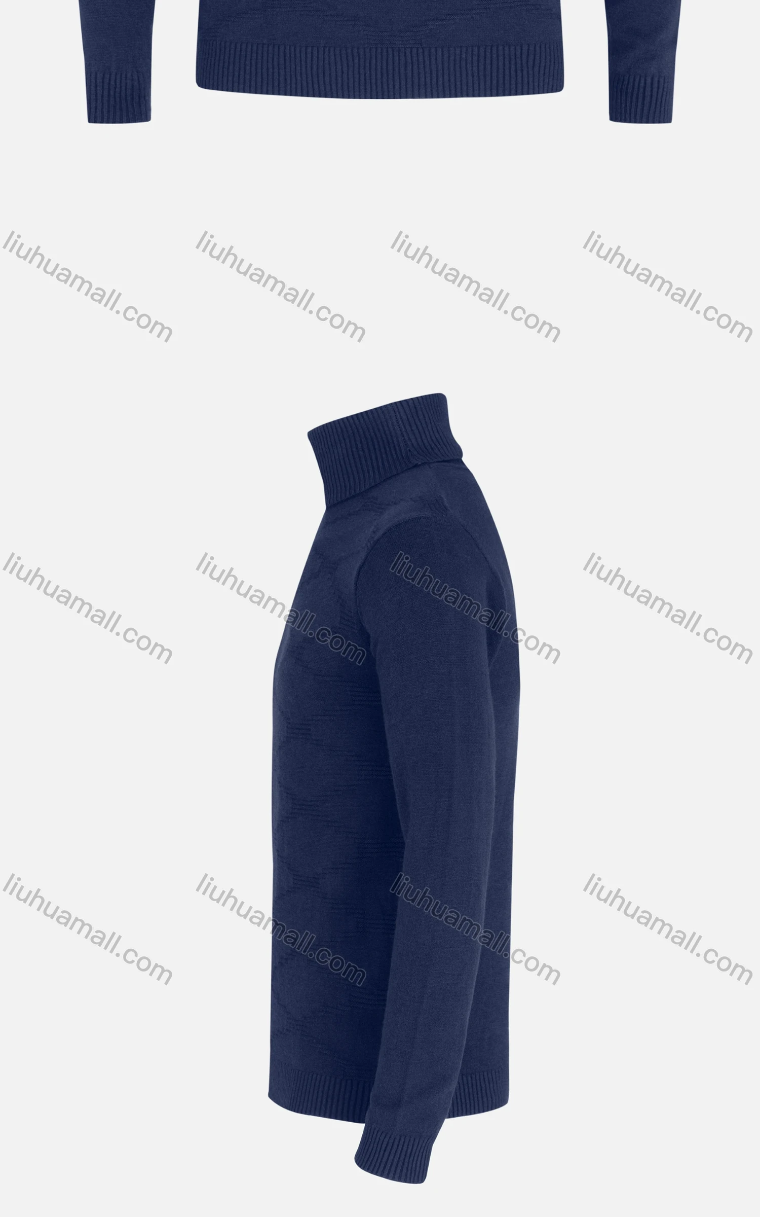 Wholesale Men's Casual Long Sleeve Texture Knit High Neck Plain Sweater - Liuhuamall