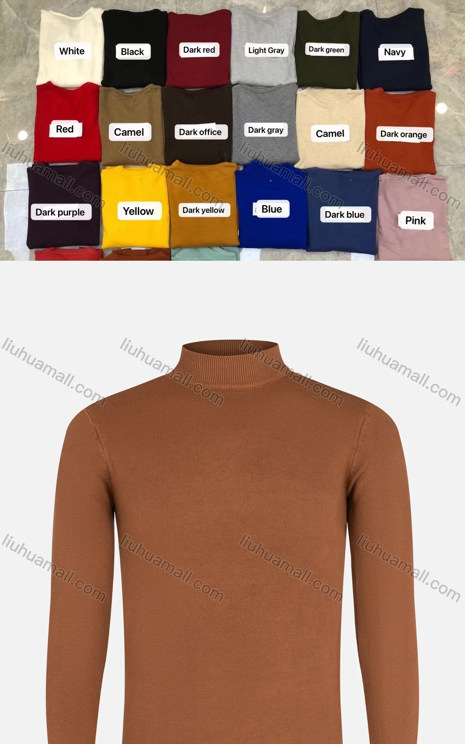 Wholesale Men's Casual High Neck Long Sleeve Texture Knit Plain Sweater - Liuhuamall