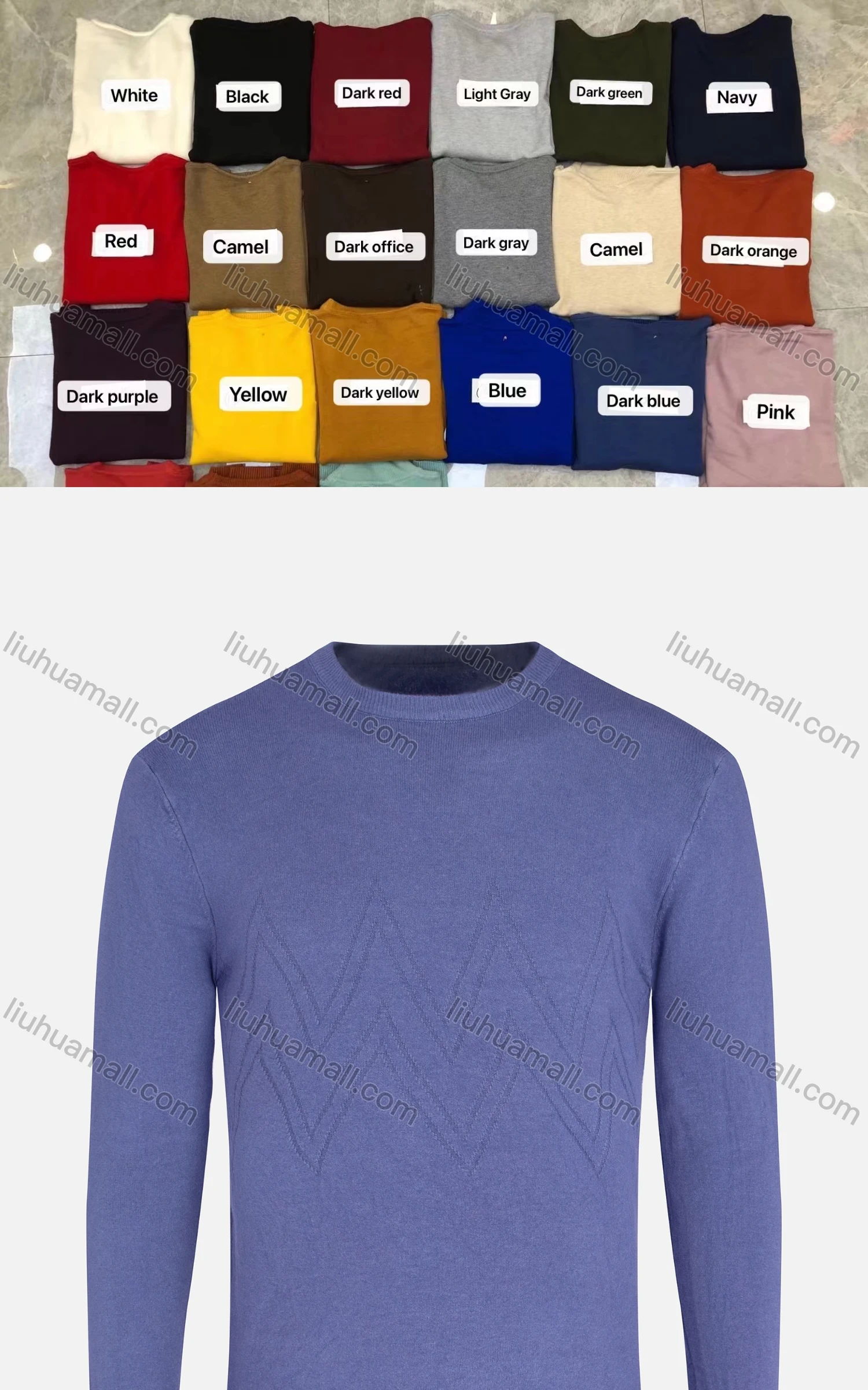 Wholesale Men's Casual Crew Neck Long Sleeve Texture Knit Plain Sweater - Liuhuamall