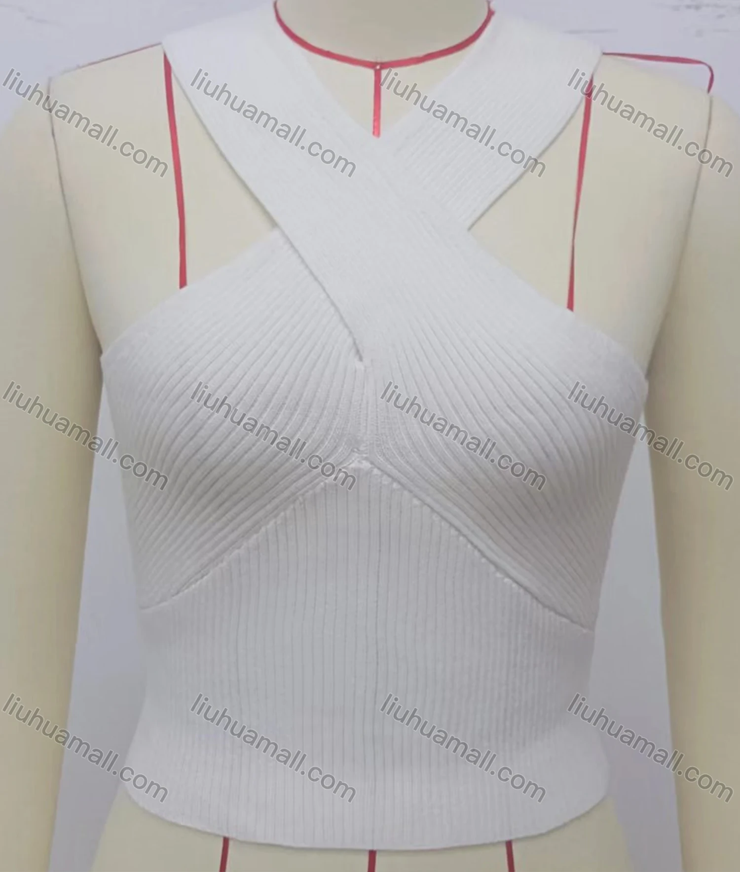 Wholesale Women's Causal Halter Sleeveless Plain Knit Top - Liuhuamall