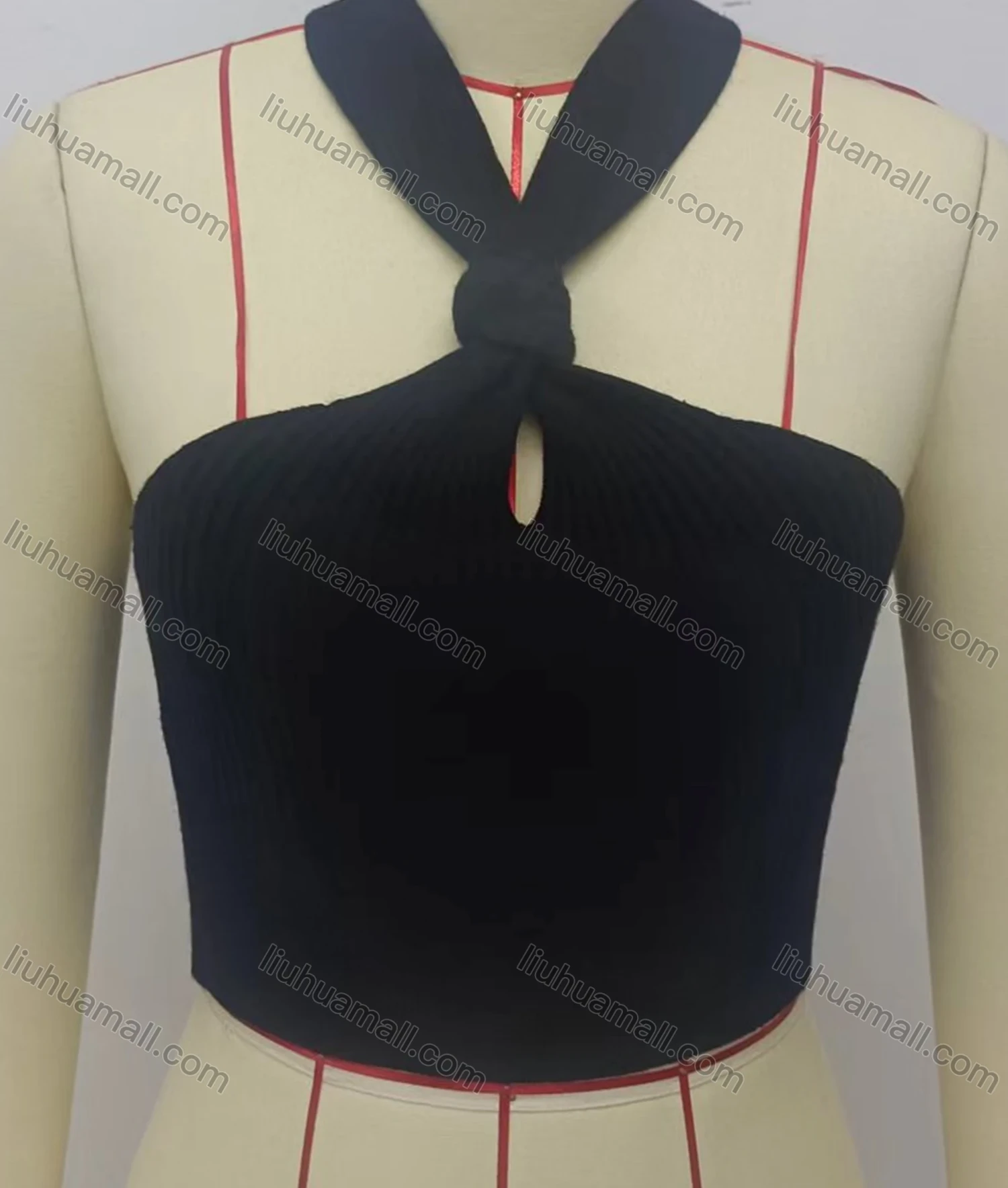 Wholesale Women's Sexy Halter Sleeveless Plain Knit Top - Liuhuamall