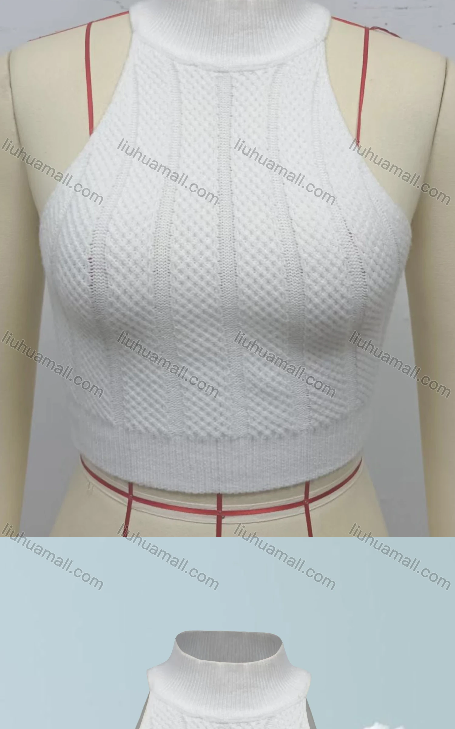 Wholesale Women's Causal Mock Neck Sleeveless Plain Knit Top - Liuhuamall