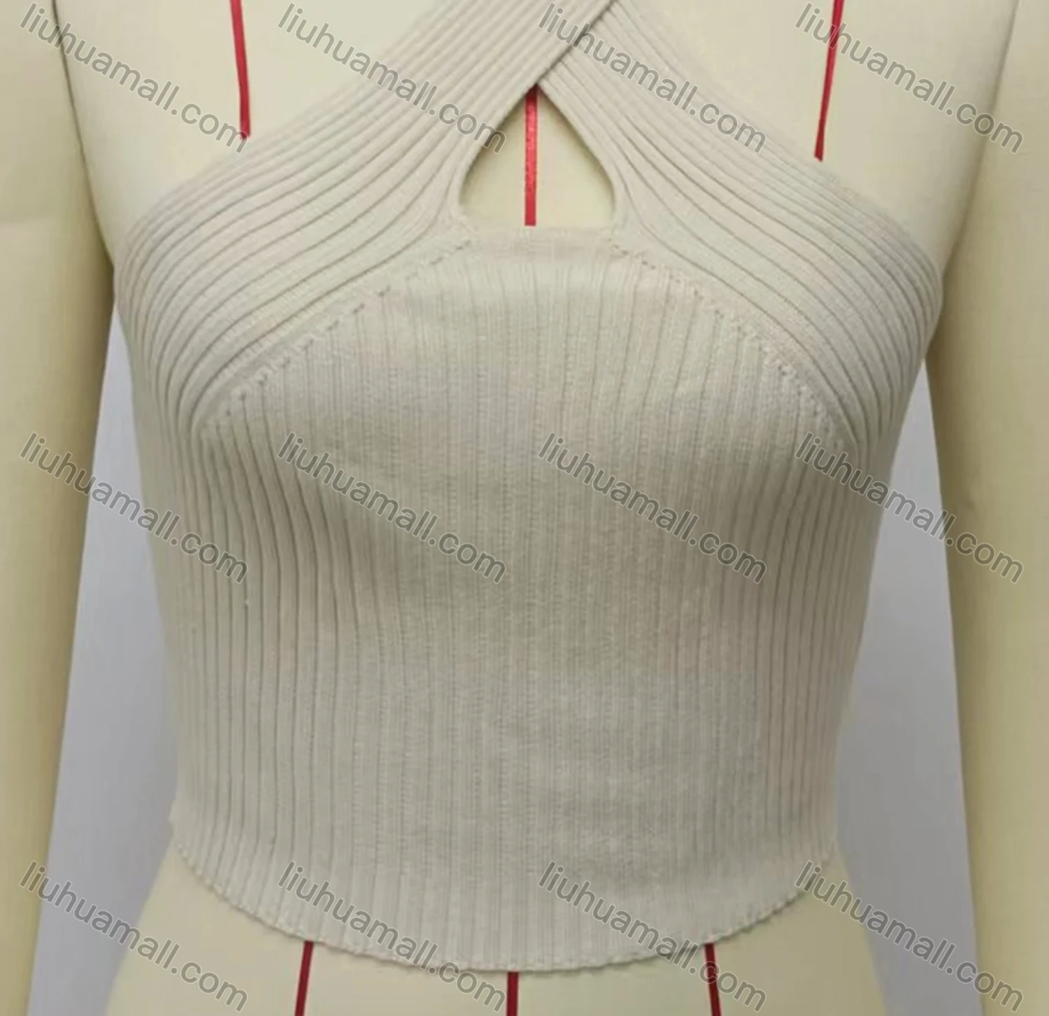 Wholesale Women's Causal Halter Sleeveless Plain Knit Top - Liuhuamall