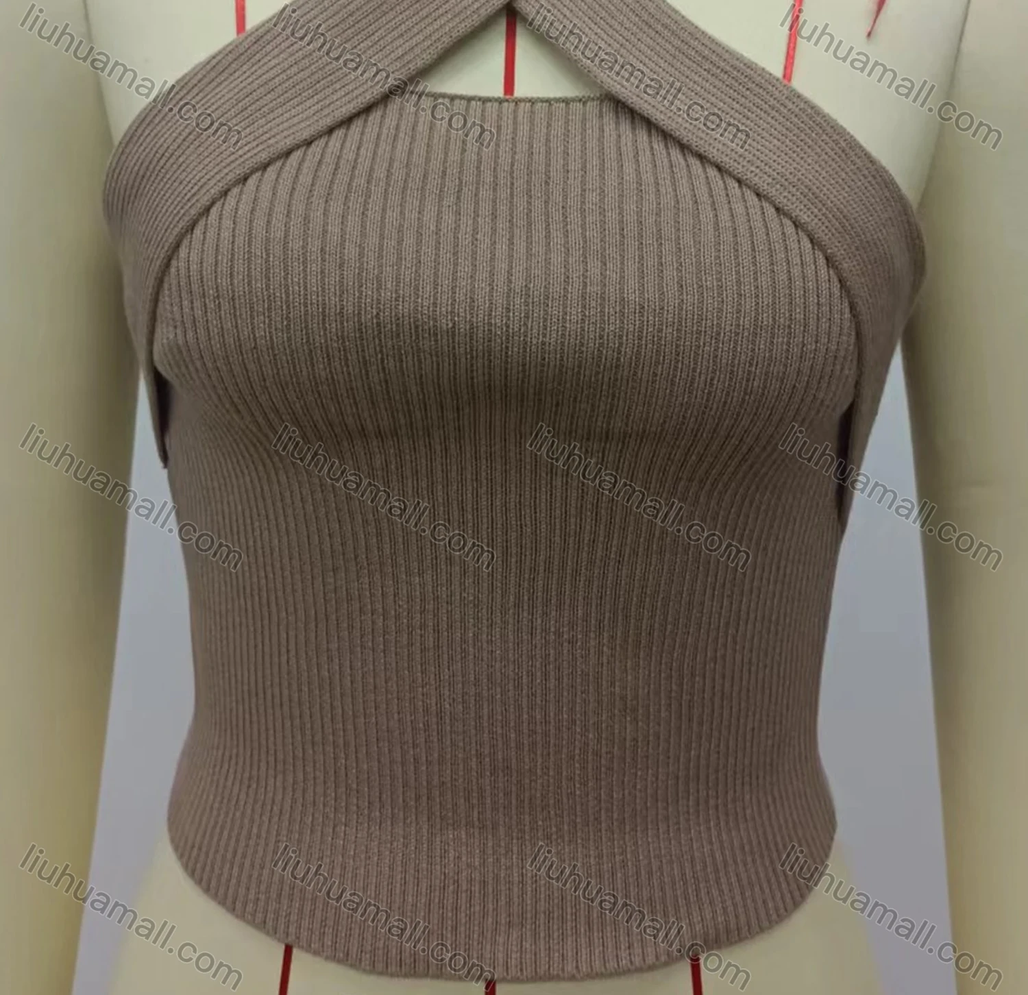 Wholesale Women's Causal Halter Sleeveless Plain Knit Top - Liuhuamall