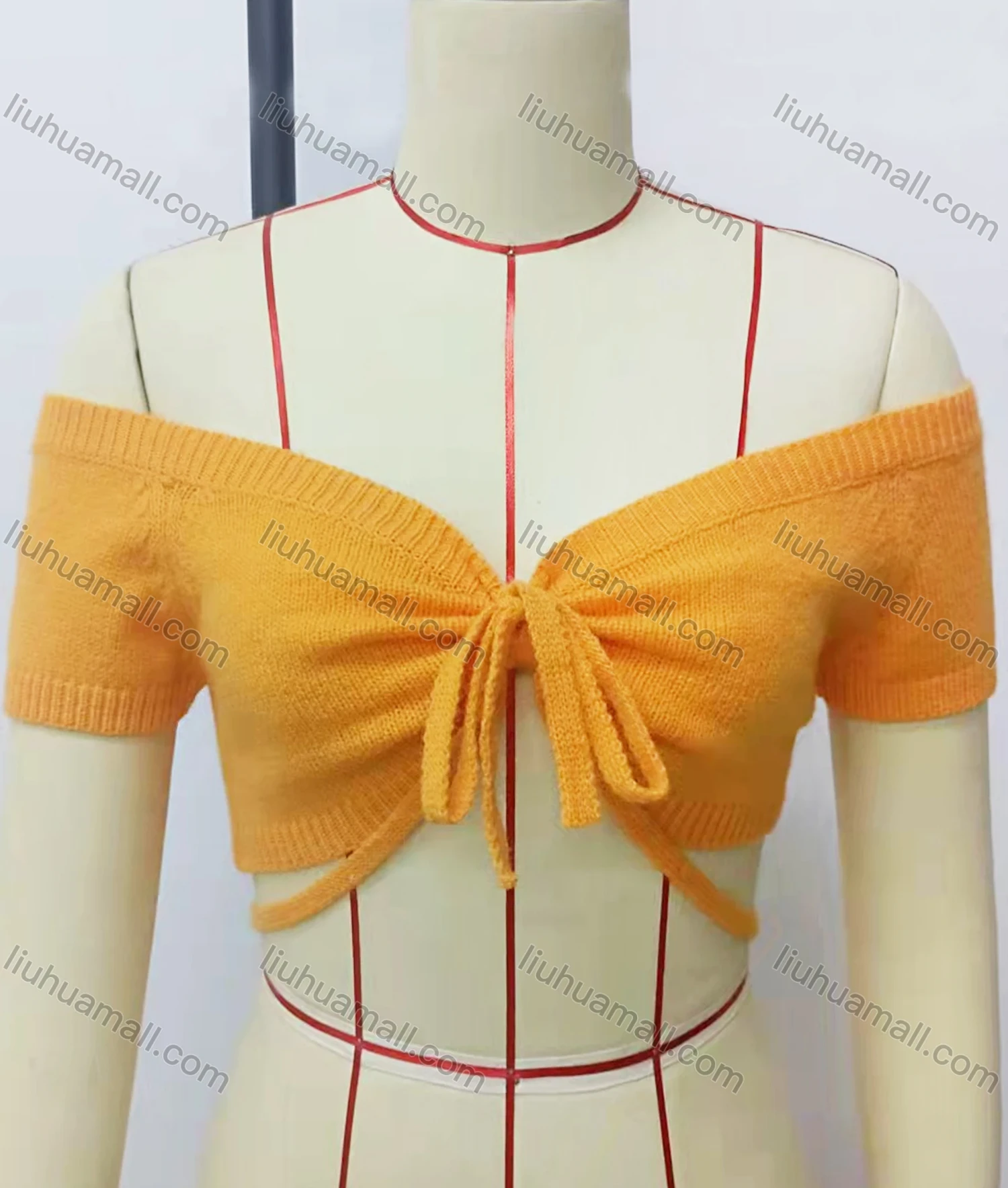 Wholesale Women's Causal Short Sleeve Tie Front Plain Crop Top - Liuhuamall