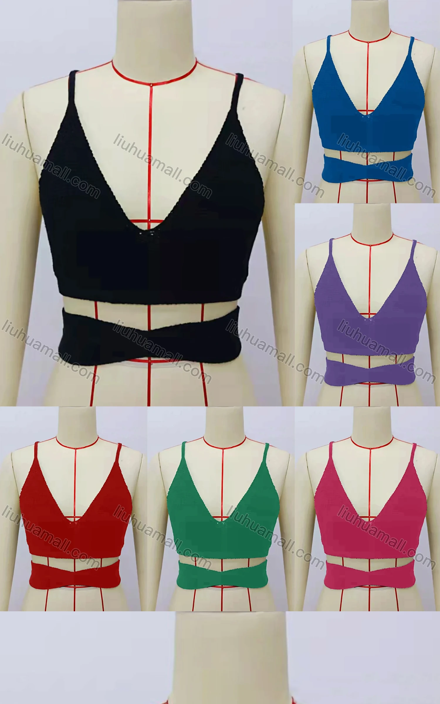 Wholesale Women's Fashion V Neck Hollow Out Plain Cami Top - Liuhuamall