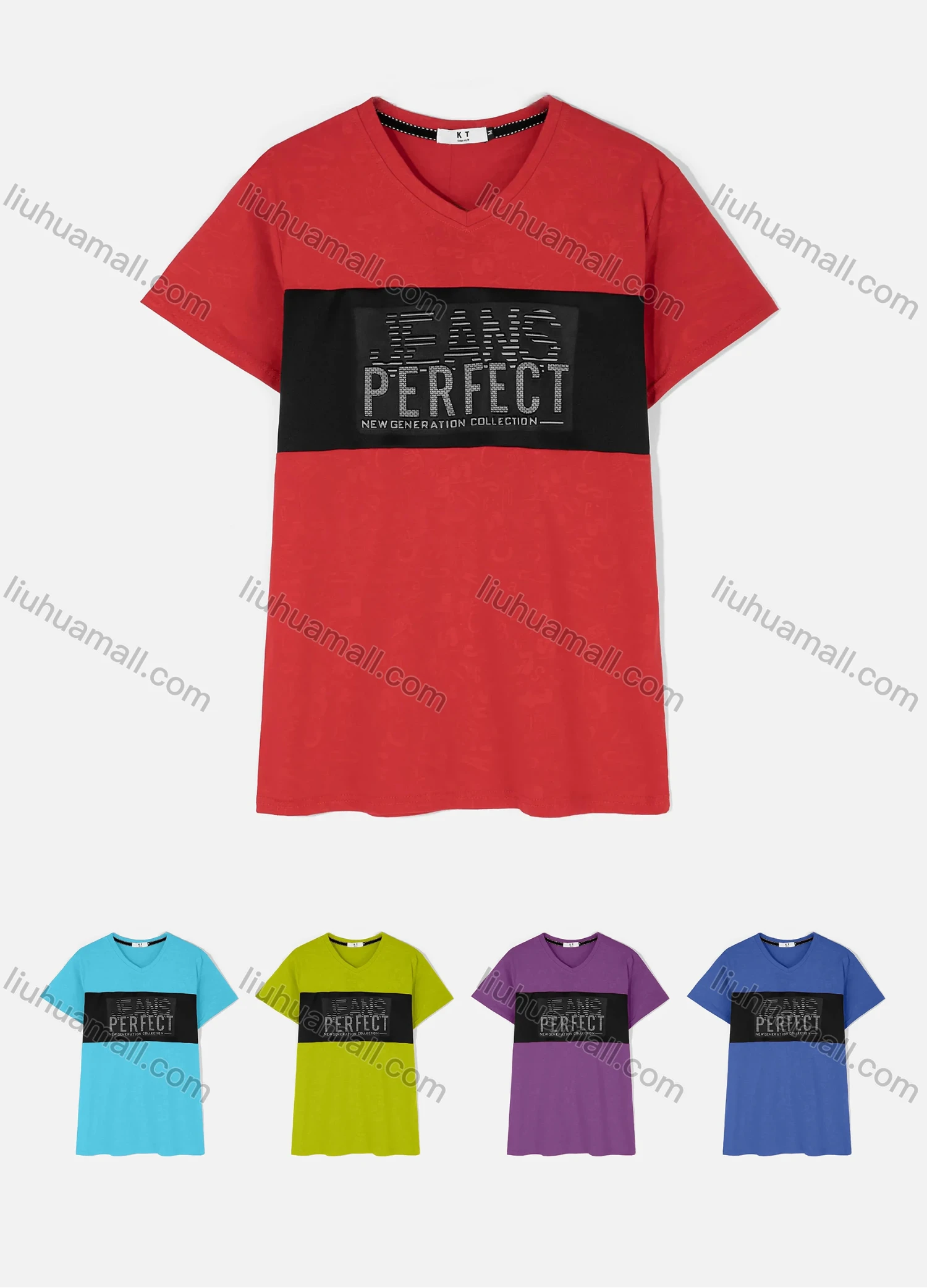 Wholesale Men's Casual Short Sleeve V Neck Letter Print T-shirts 18062# - Liuhuamall