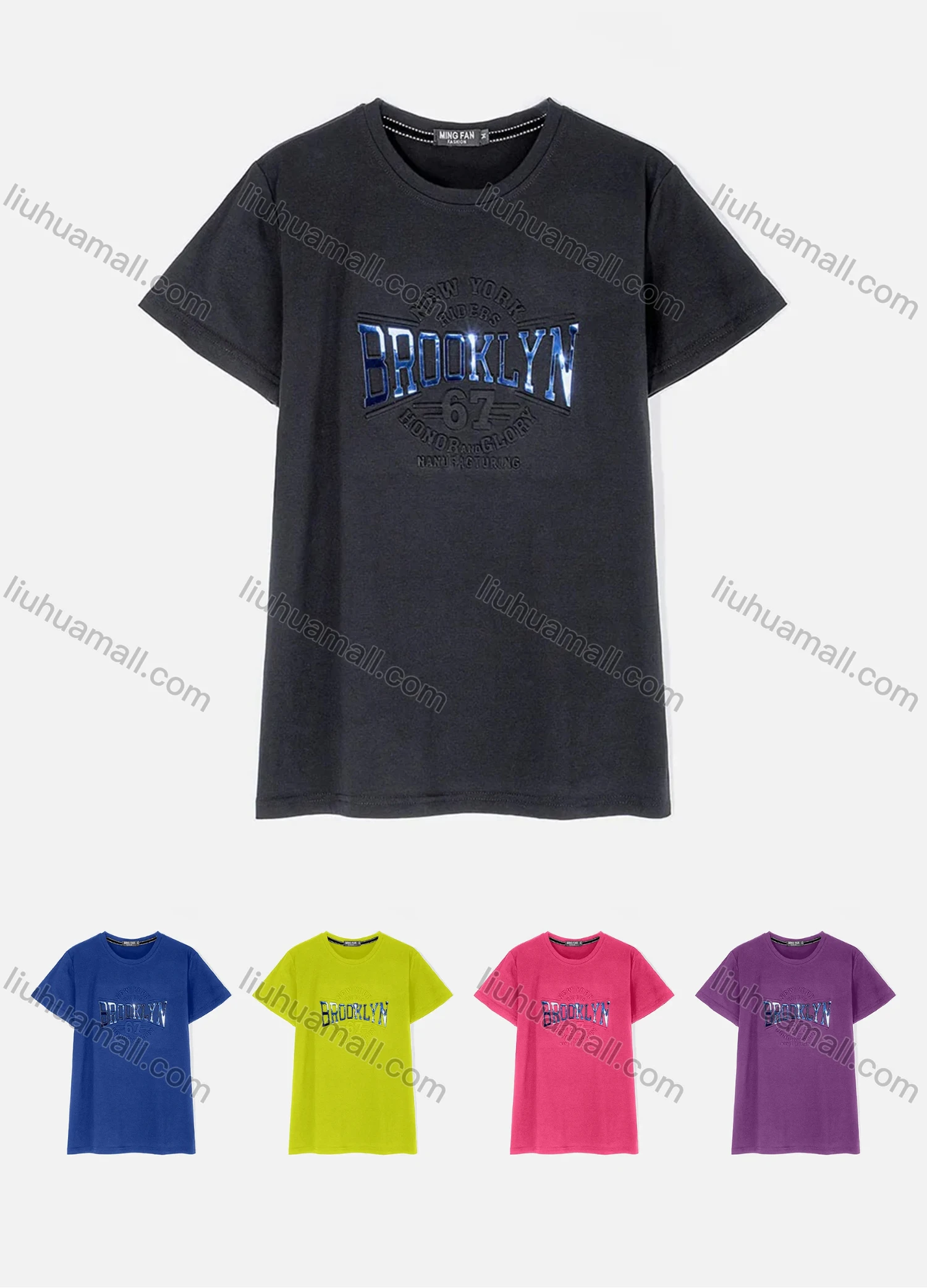 Wholesale Men's Casual Crew Neck Short Sleeve 3D Letter T-shirts 1202# - Liuhuamall