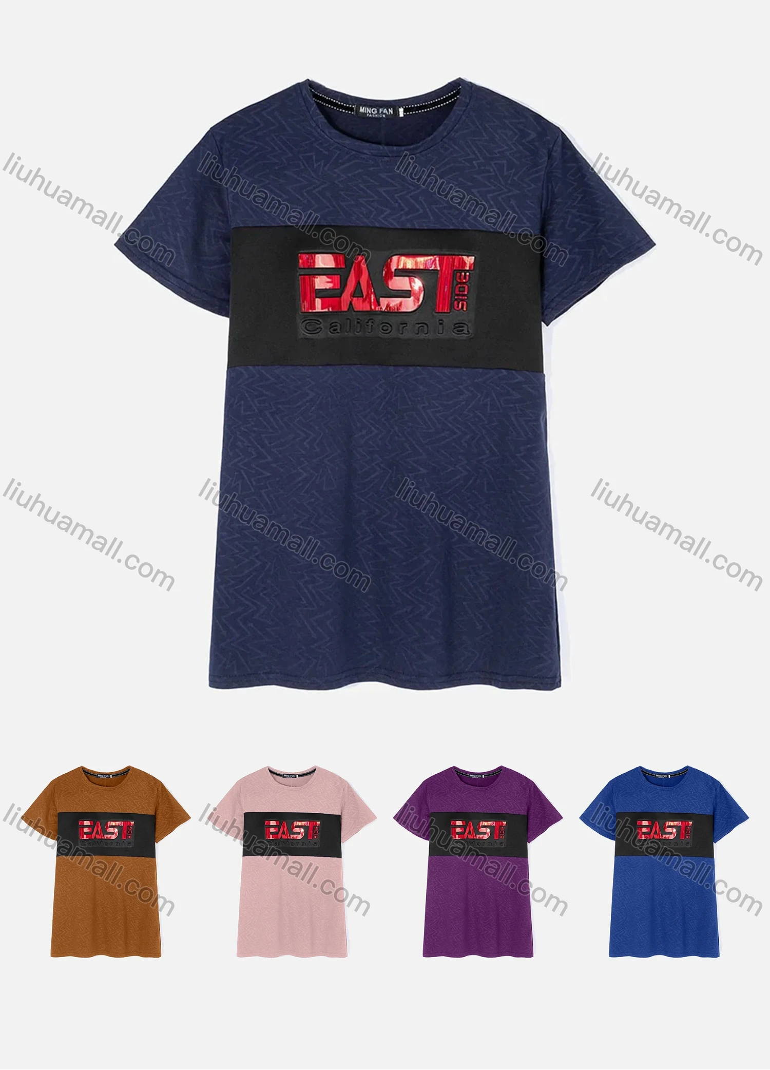 Wholesale Men's Casual Crew Neck Short Sleeve Letter Graphic T-shirts 0017# - Liuhuamall