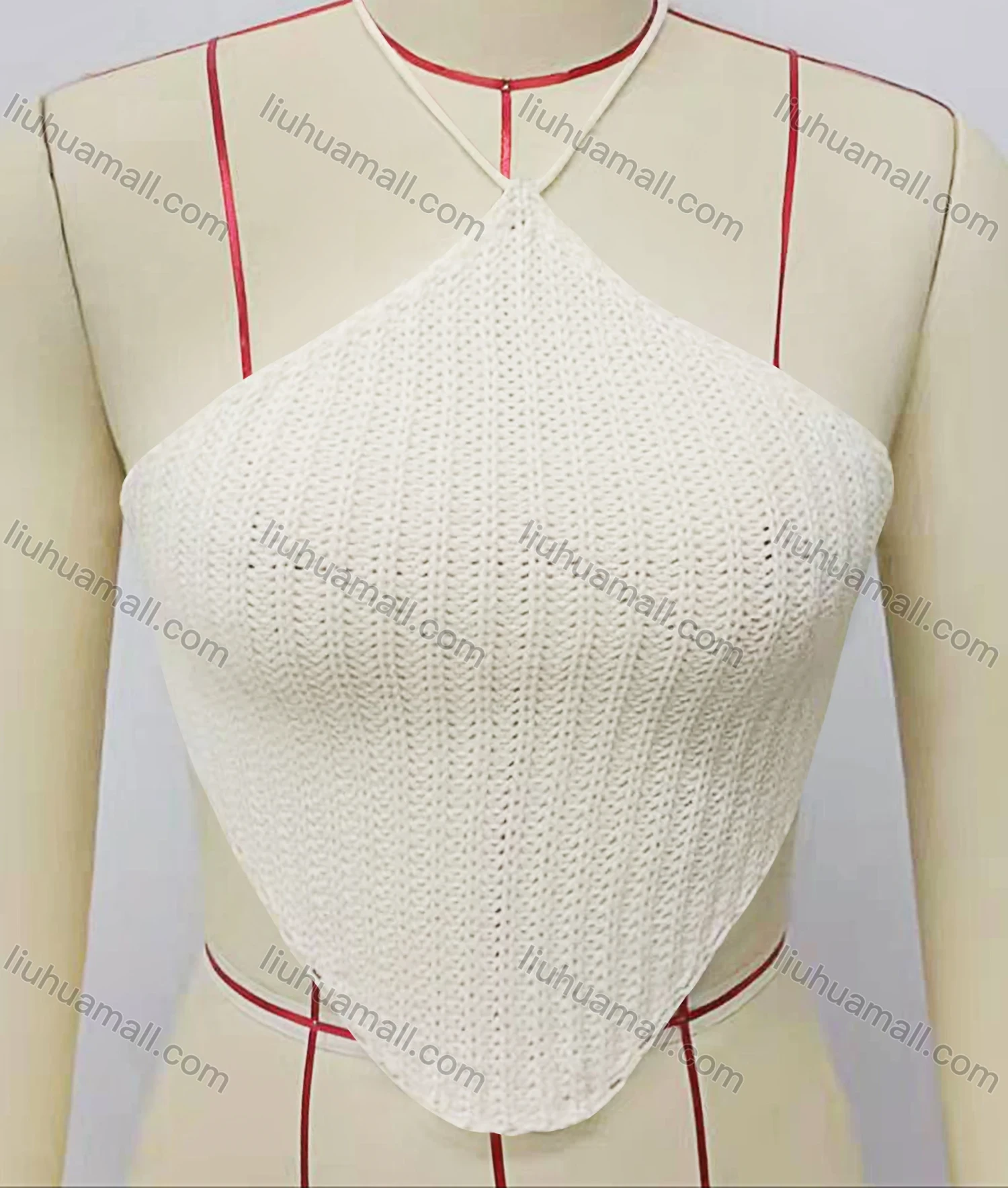 Wholesale Women's Fashion Halter Plain Crop Plain - Liuhuamall