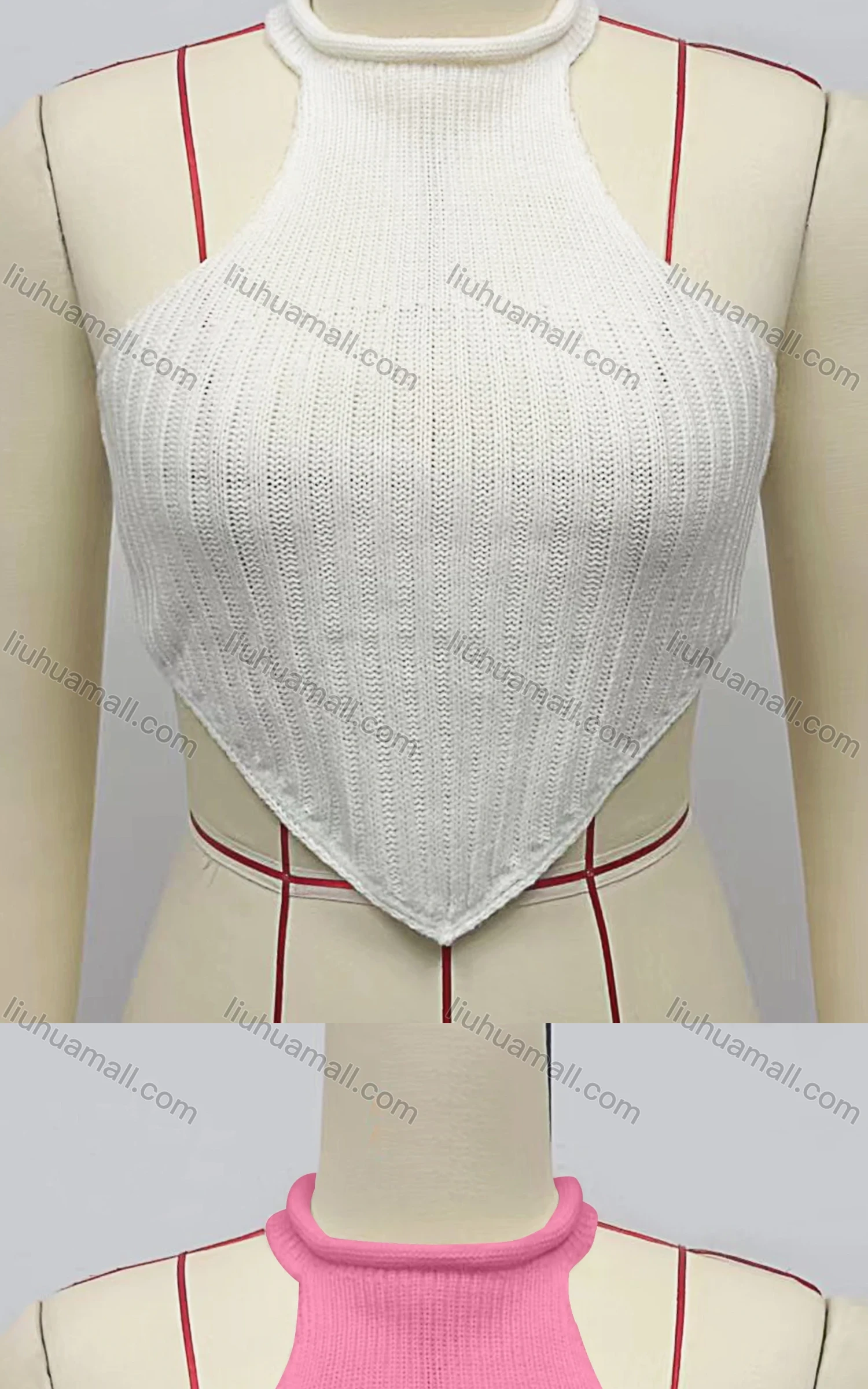 Wholesale Women's Fashion Halter Plain Crop Plain - Liuhuamall