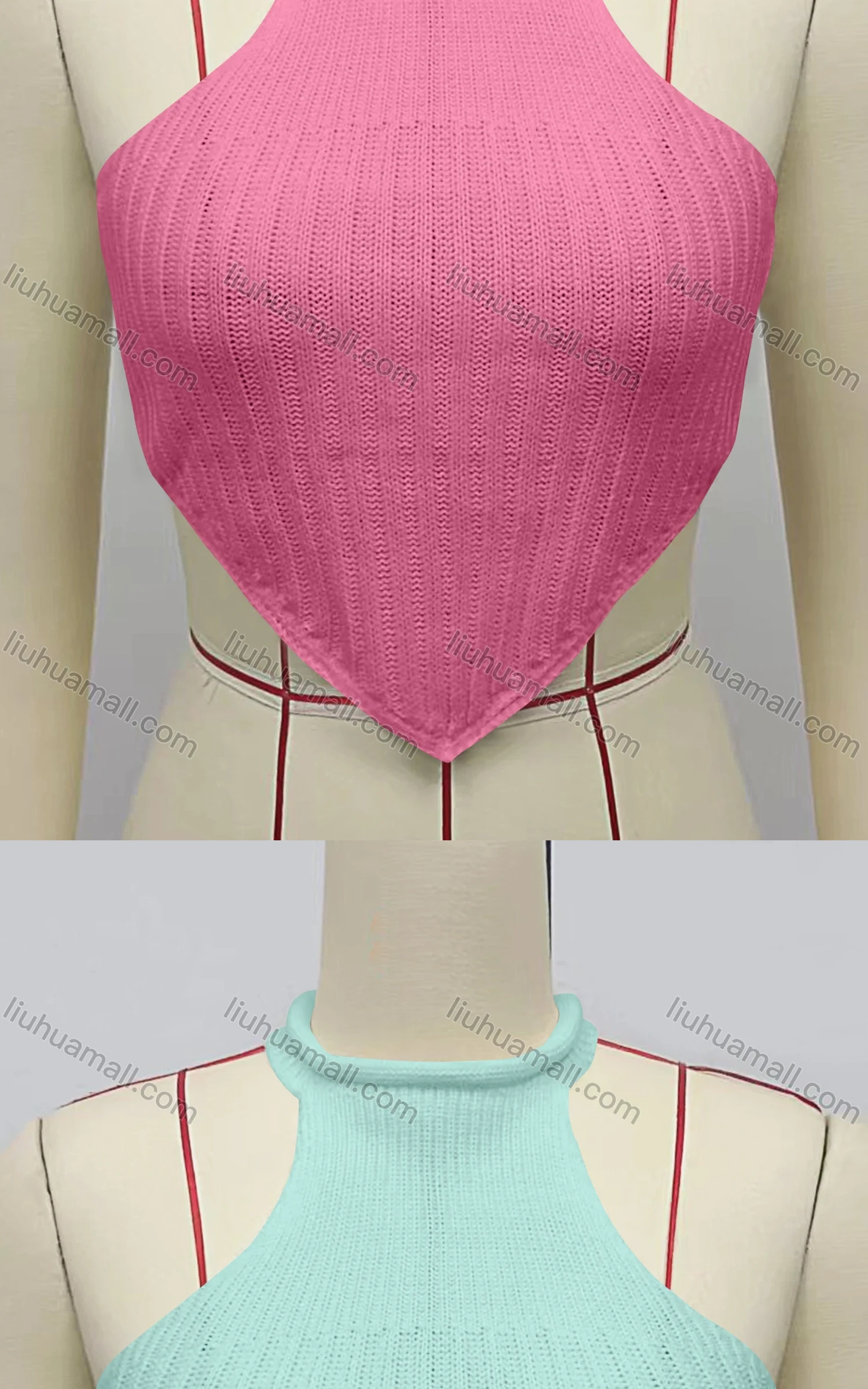 Wholesale Women's Fashion Halter Plain Crop Plain - Liuhuamall