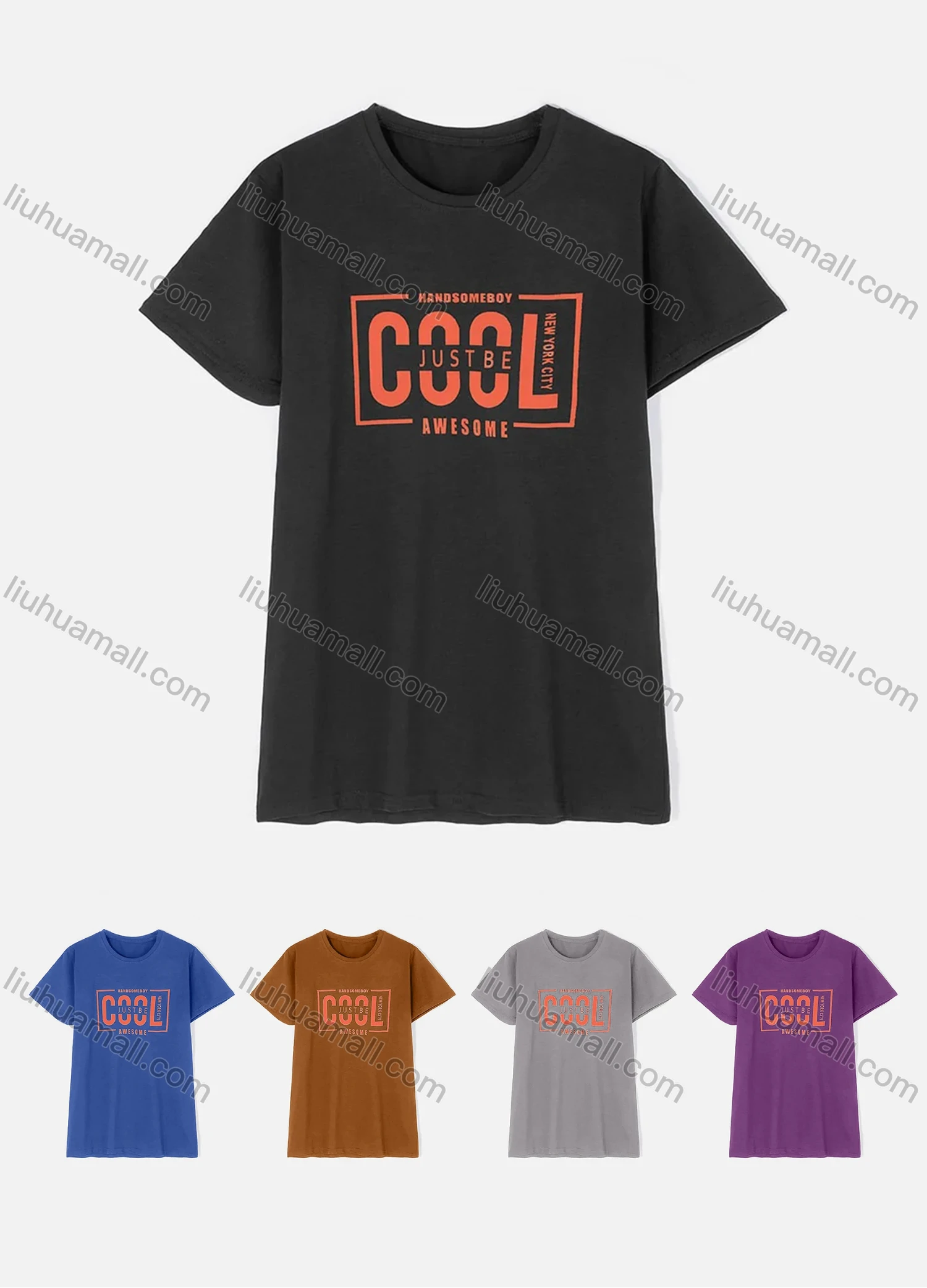 Wholesale Men's Casual Crew Neck Short Sleeve Letter Graphic T-shirts 04# - Liuhuamall