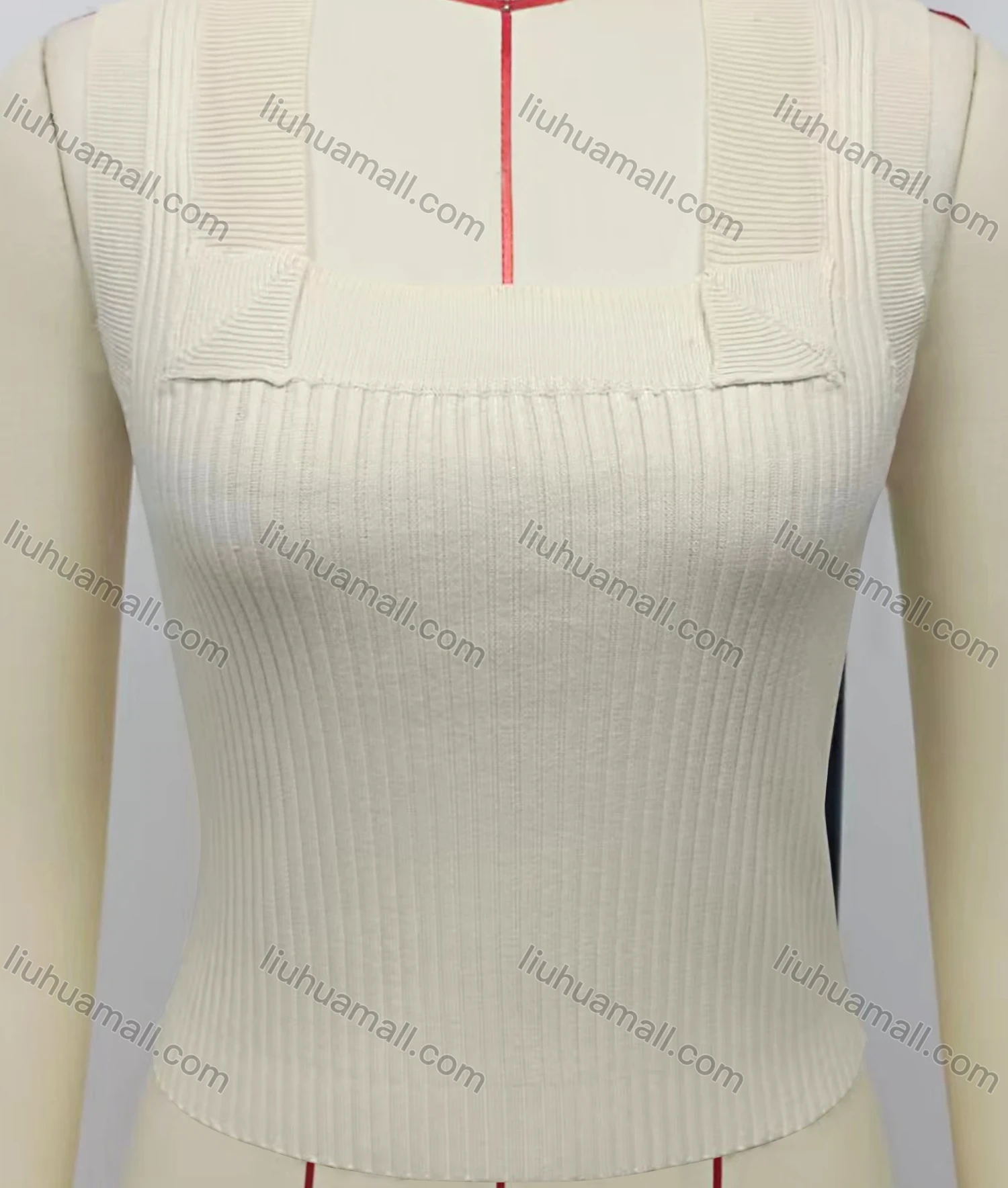 Wholesale Women's Casual Square Neck Sleeveless Plain Tank Knit Top - Liuhuamall